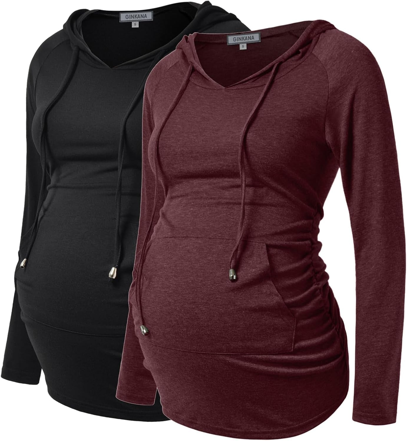 GINKANA Maternity Hoodie Long Sleeves Shirts Casual Maternity Top Pregnancy Sweatshirt Casual Clothes