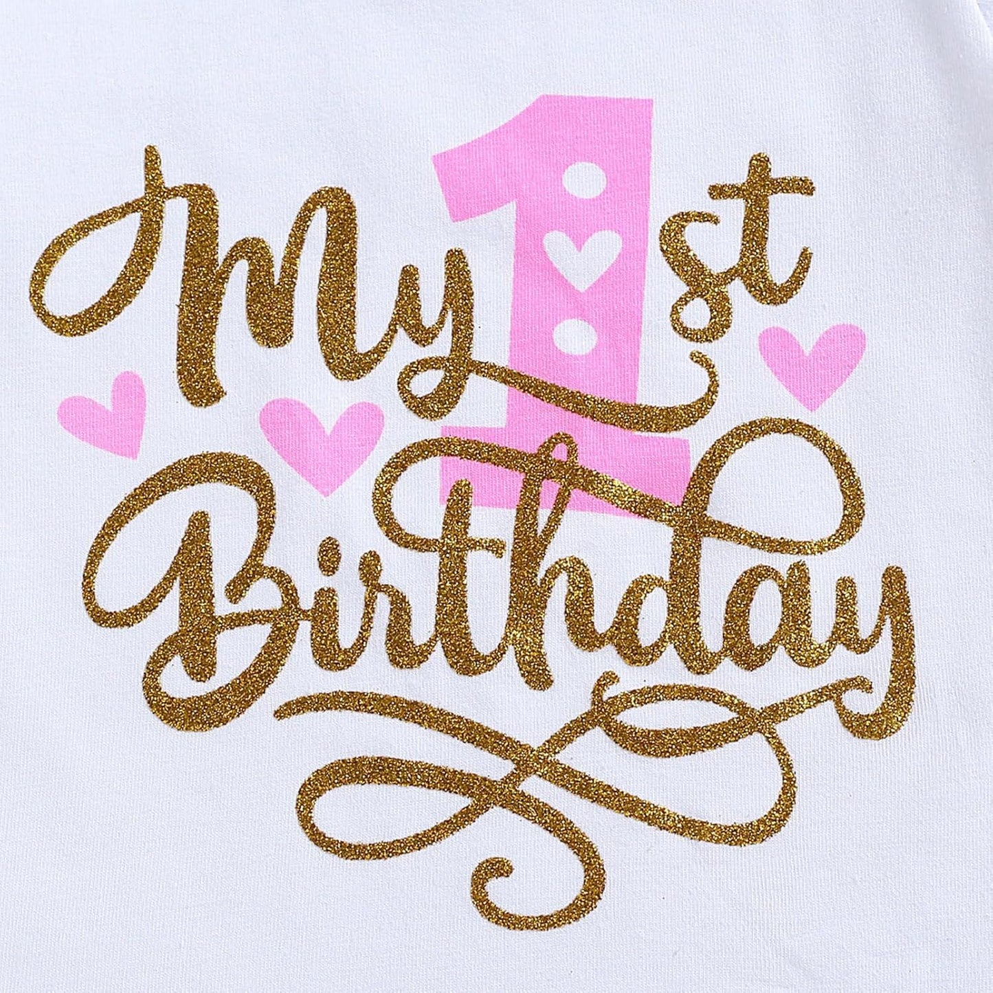 GRNSHTS Baby Girl Birthday Cake Smash Outfit Toddler Girl My 1St Birthday Romper Tutu Skirt with Headband Clothes Set
