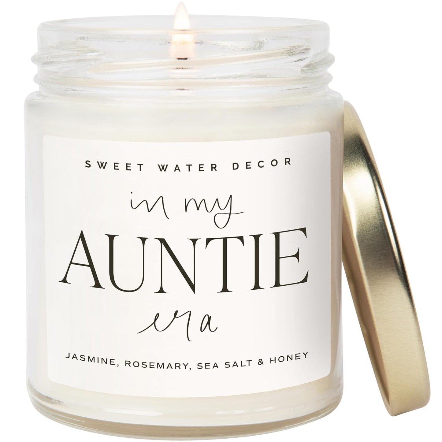 Sweet Water Decor, Best Mom Ever Candle - Sea Salt, Jasmine, Cream, and Wood Scented Soy Wax Candle for Mom - 9Oz Clear Jar, 40 Hour Burn Time, Made in the USA