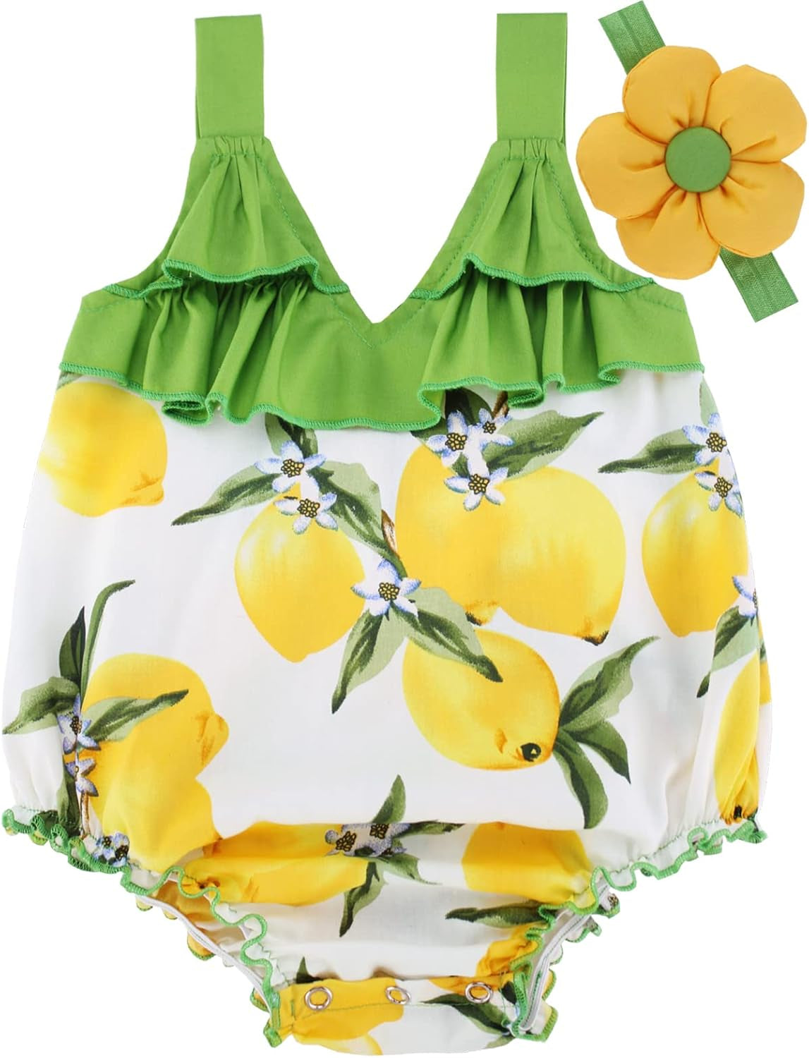 Baby Girl'S Floral Print Ruffles Romper Summer Clothes