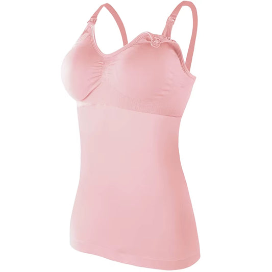 Breastfeeding Vest Top Pregnant Postpartum Bra Self-Contained Fixed Cup Base Skin Friendly Wear for Women