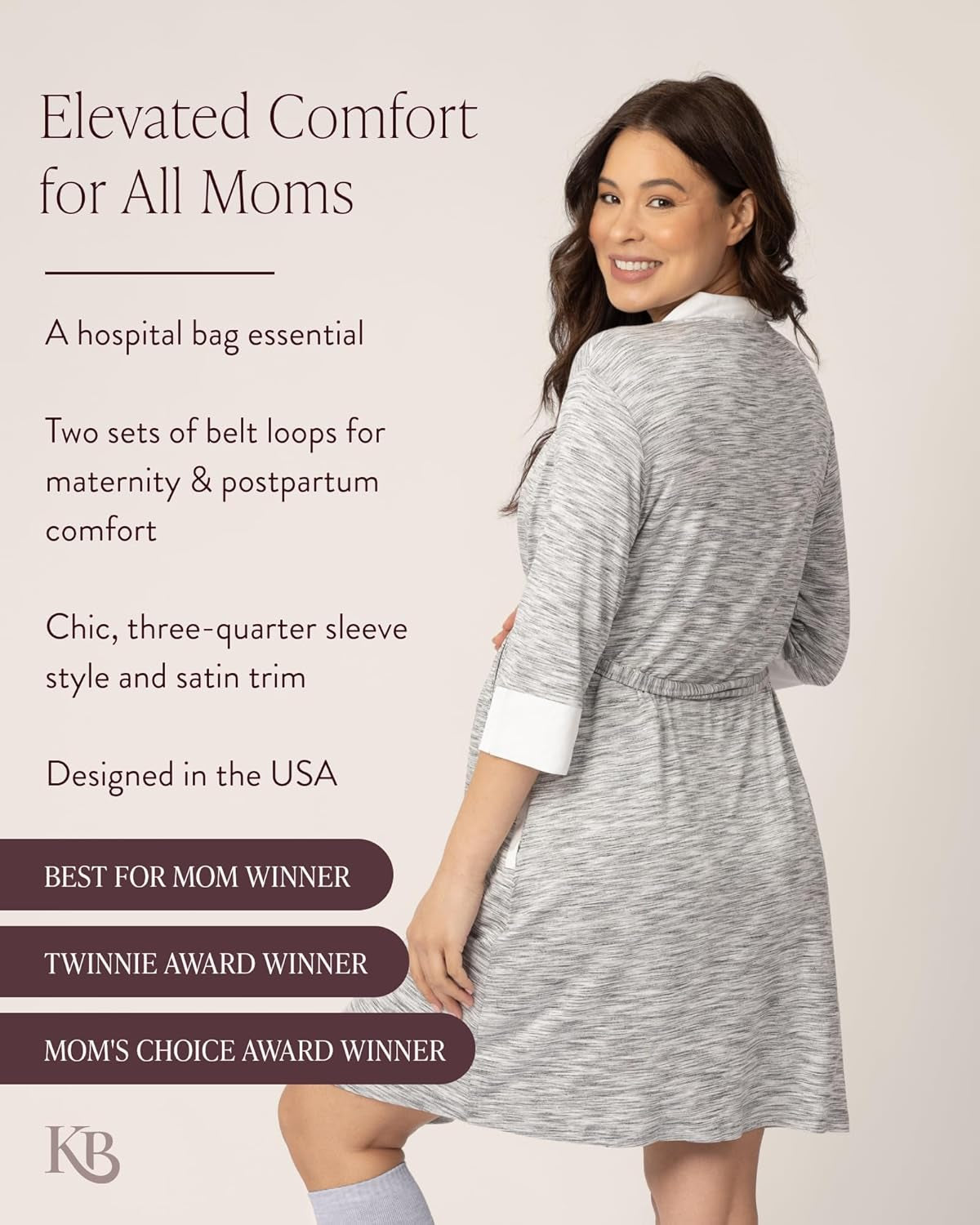 Kindred Bravely Emmaline Maternity & Nursing Robe Hospital Bag/Delivery Essential