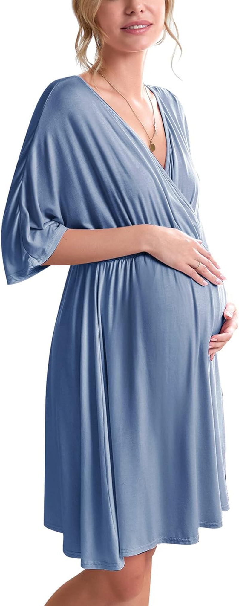 Ekouaer 3 in 1 Labor/Delivery/Hospital Gown Maternity Dress Nursing Nightgown Sleepwear for Breastfeeding
