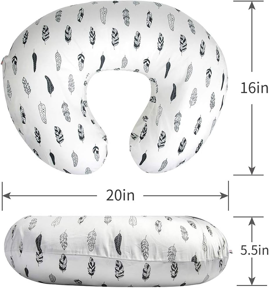 ALVABABY Nursing Pillow Cover Slipcover,Soft and Comfortable,Feathers Design,Maternity Breastfeeding Newborn Infant Feeding Cushion Cover ZT01