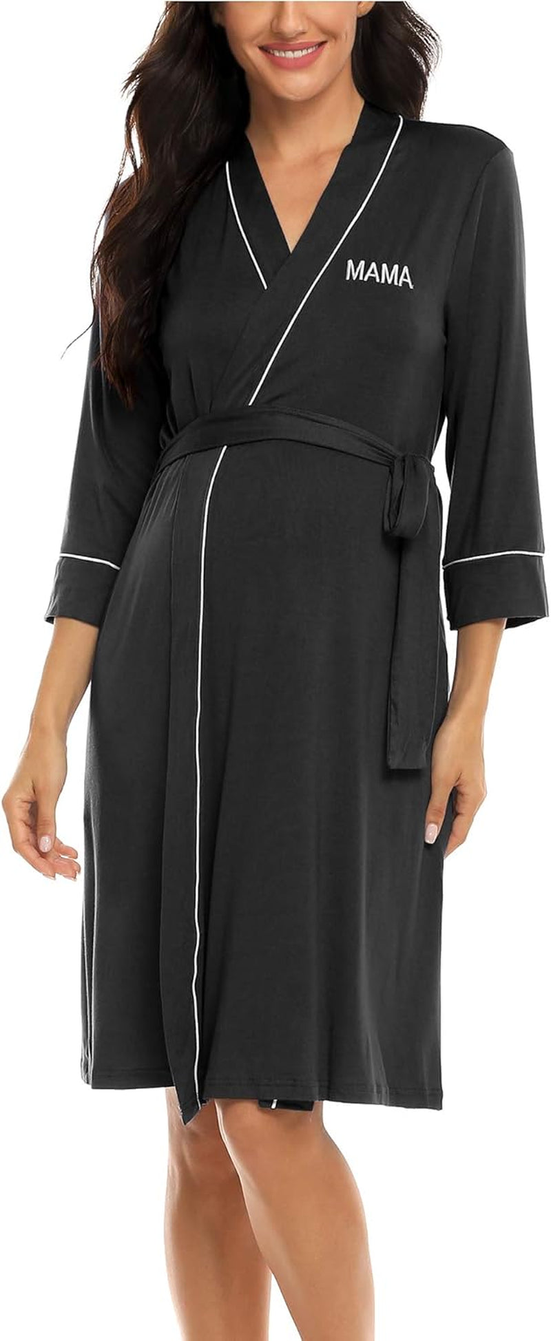 Molliya Maternity Nursing Robe Women Printed Pregnancy Hospital Delivery Pockets Bathrobe
