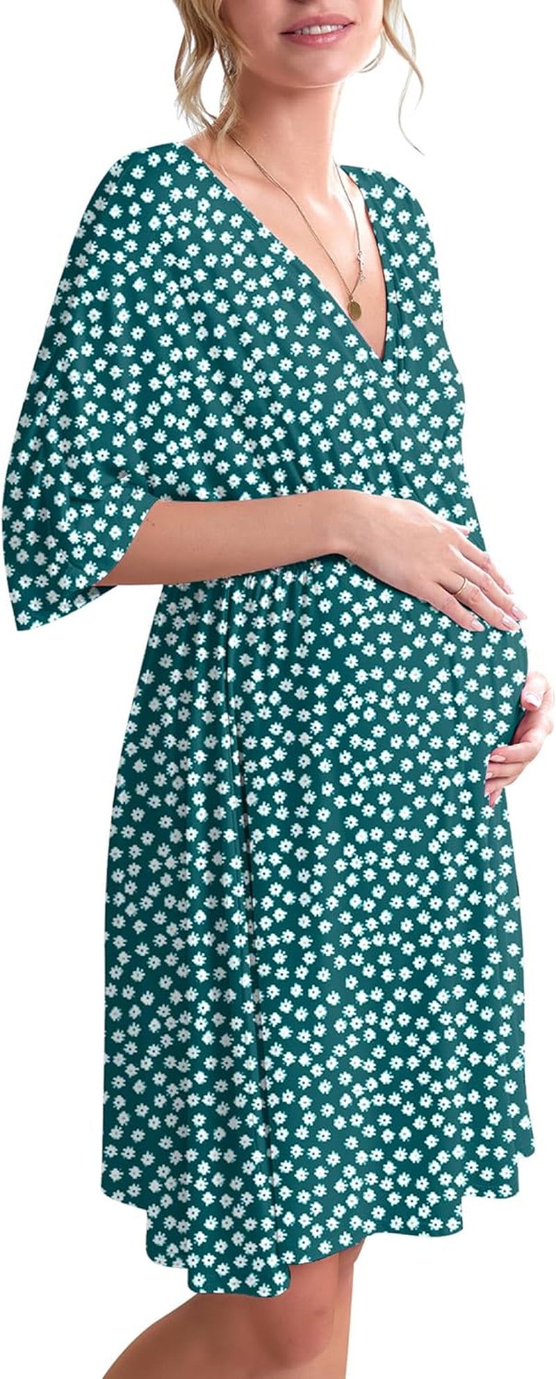 Ekouaer 3 in 1 Labor/Delivery/Hospital Gown Maternity Dress Nursing Nightgown Sleepwear for Breastfeeding