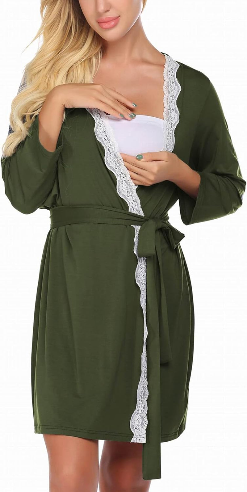 Ekouaer Maternity Nursing Robe Labor Delivery Nightgown Pregnancy Breastfeeding Gown Hospital Bathrobes Dress S-XXL