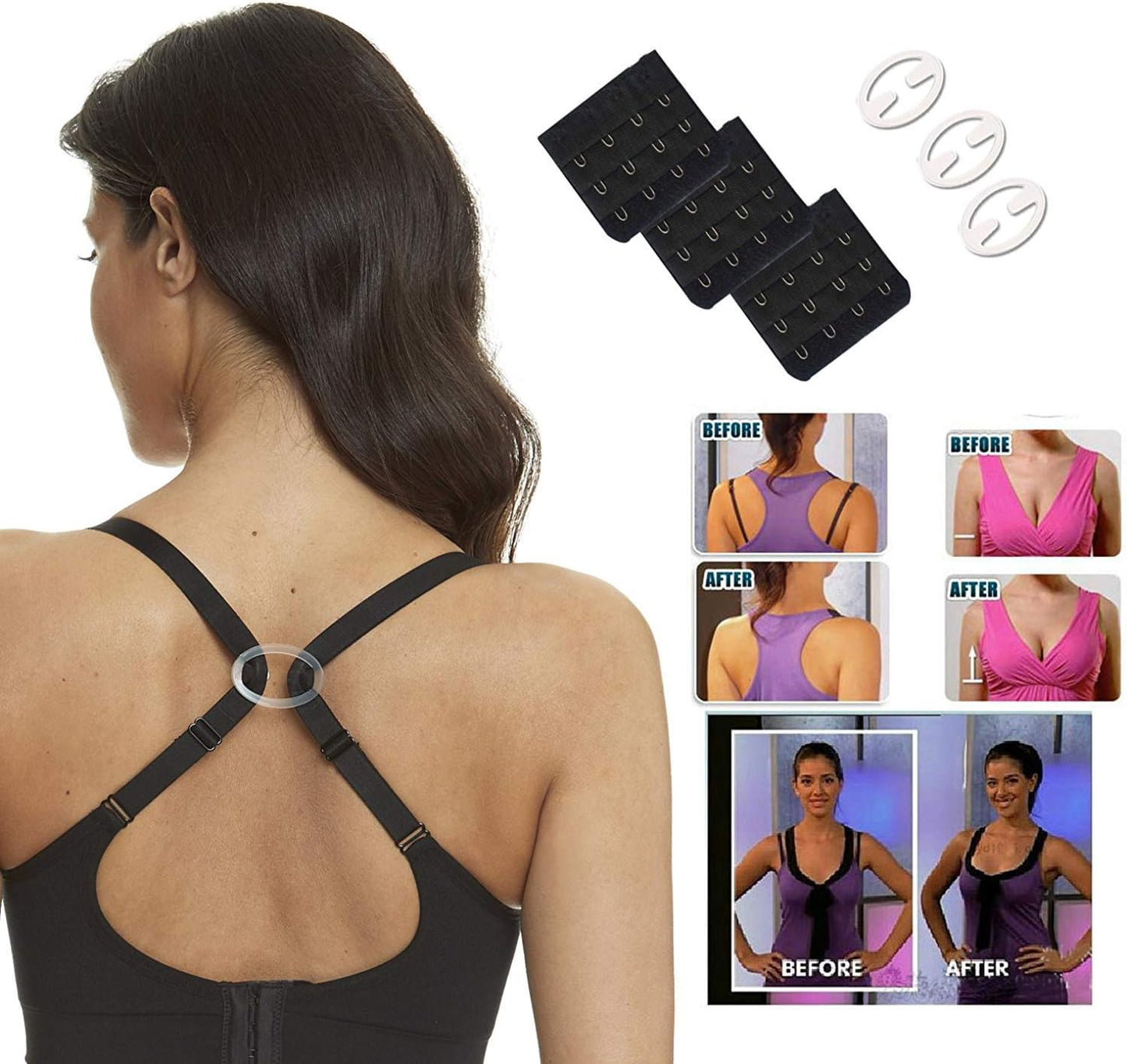 HOFISH Women'S Adjustable Seamless Nursing Bra Push up Comfort Sleep Bralette,L,3Pcs/Pack(Black)