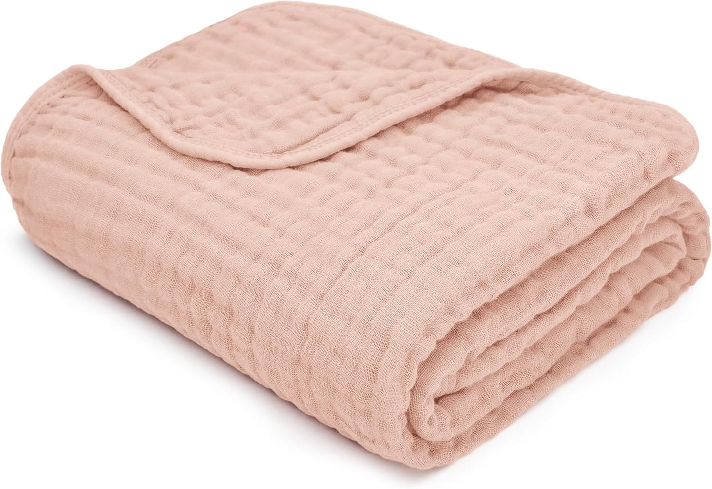Comfy Cubs Muslin Baby Blanket - Soft, Lightweight, 6-Layer Cotton Swaddle Blankets for Newborns, Infants & Toddlers - 40" X 40" Large, Breathable & Versatile for Sleeping & Tummy Time - Blush