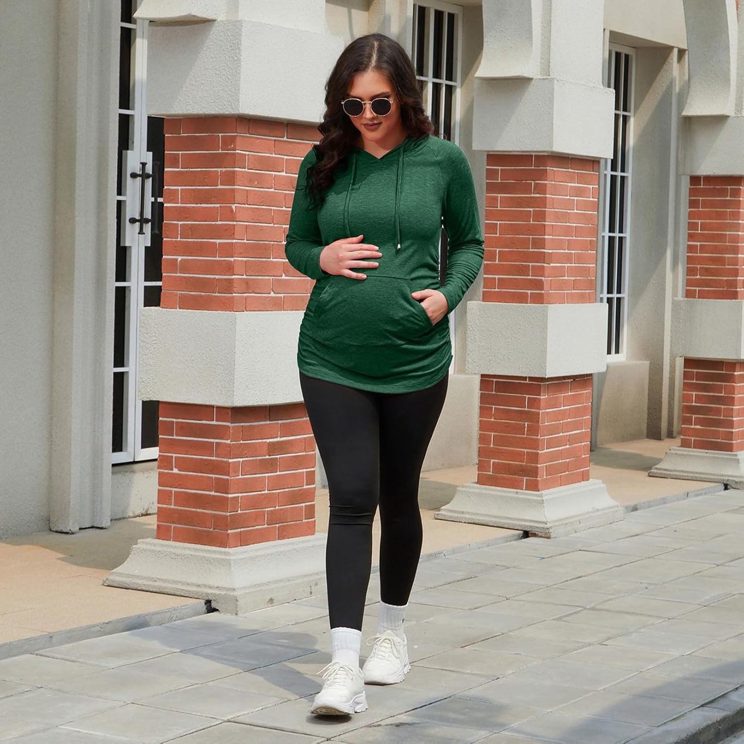 GINKANA Maternity Hoodie Long Sleeves Shirts Casual Maternity Top Pregnancy Sweatshirt Casual Clothes