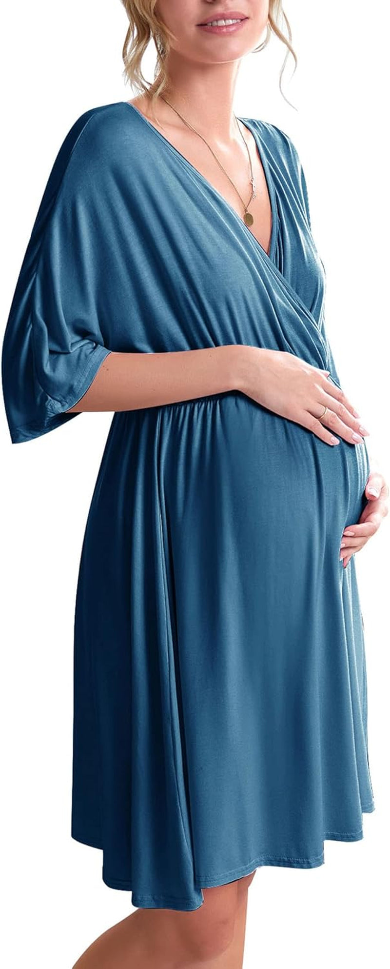 Ekouaer 3 in 1 Labor/Delivery/Hospital Gown Maternity Dress Nursing Nightgown Sleepwear for Breastfeeding