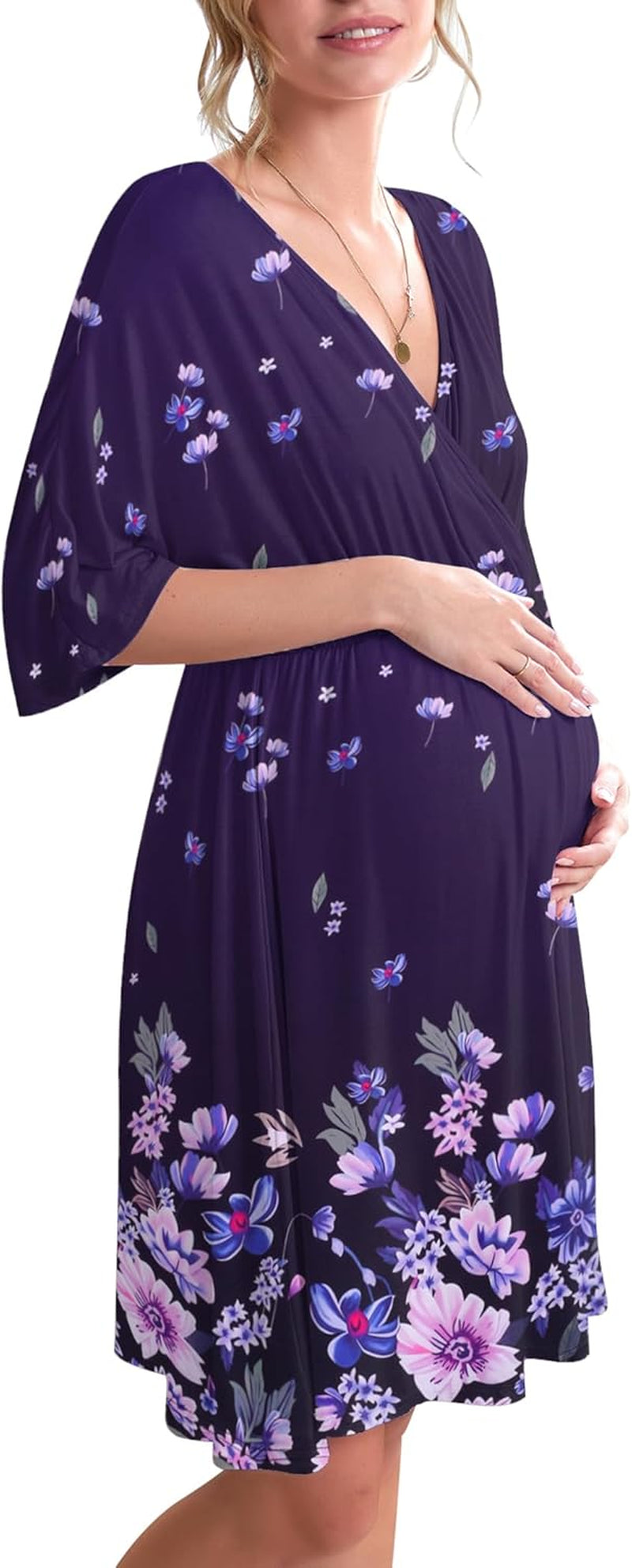 Ekouaer 3 in 1 Labor/Delivery/Hospital Gown Maternity Dress Nursing Nightgown Sleepwear for Breastfeeding