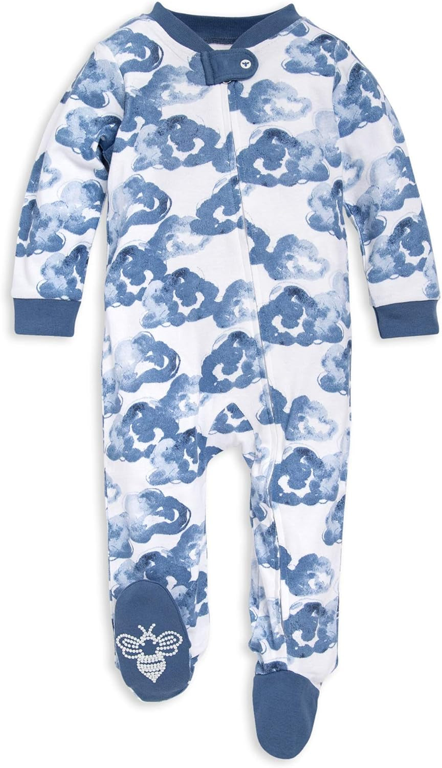 Burt'S Bees Baby Boys' Organic Cotton Loose Fit Sleep and Play One-Piece Zip Front Footed Pajamas