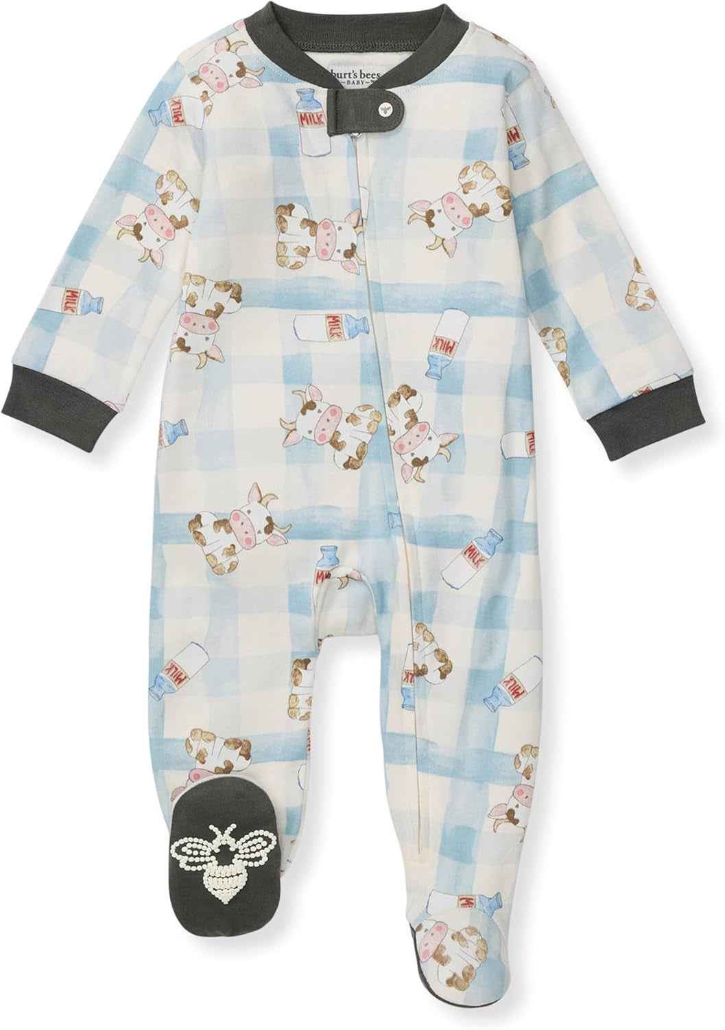 Burt'S Bees Baby Boys' Organic Cotton Loose Fit Sleep and Play One-Piece Zip Front Footed Pajamas