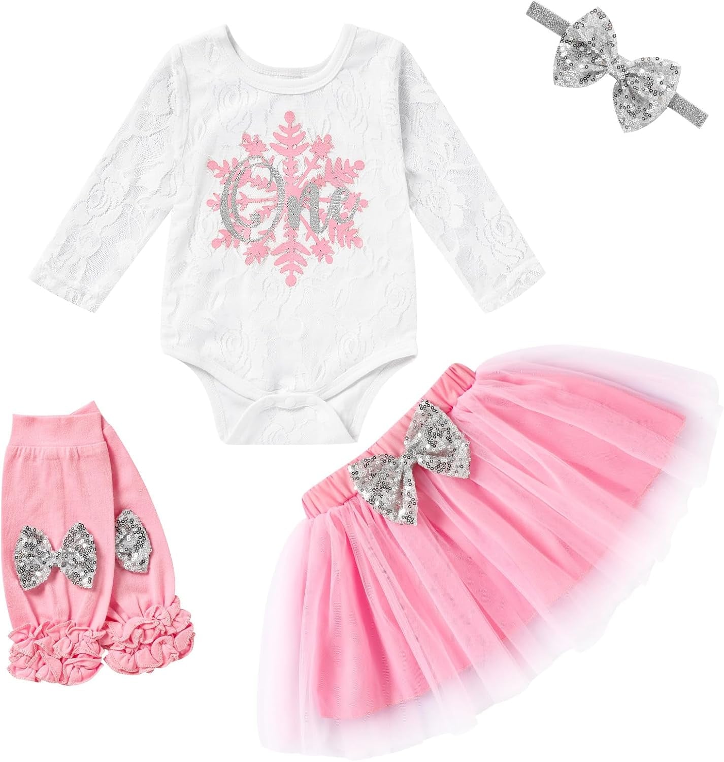 GRNSHTS Baby Girl Birthday Cake Smash Outfit Toddler Girl My 1St Birthday Romper Tutu Skirt with Headband Clothes Set