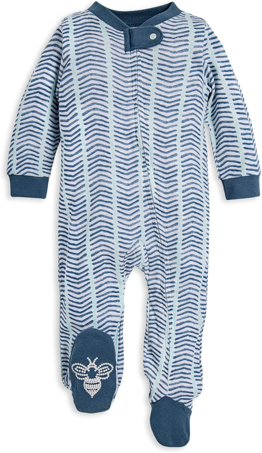 Burt'S Bees Baby Boys' Organic Cotton Loose Fit Sleep and Play One-Piece Zip Front Footed Pajamas