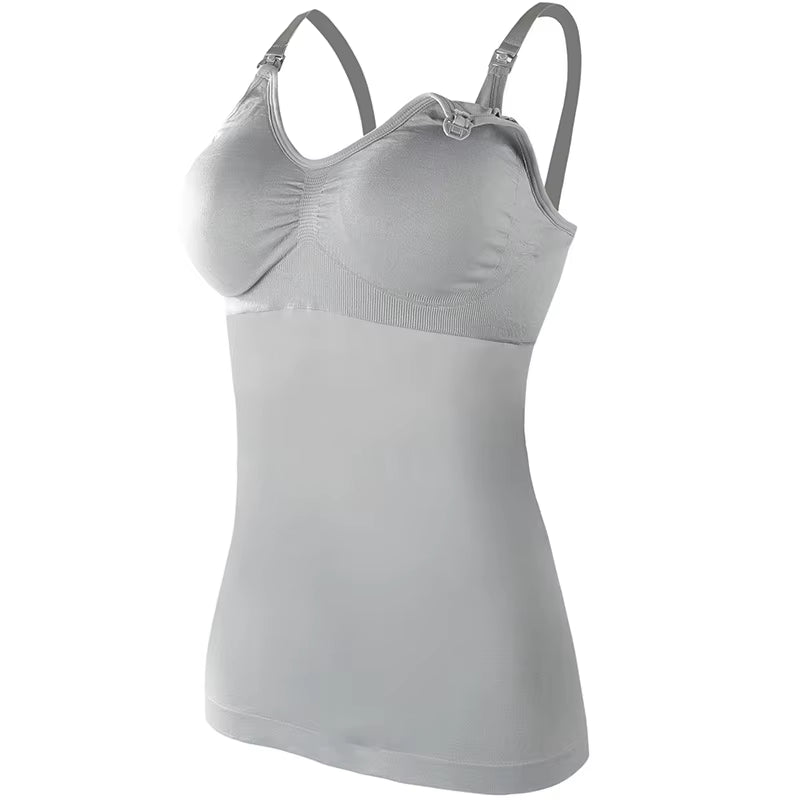 Breastfeeding Vest Top Pregnant Postpartum Bra Self-Contained Fixed Cup Base Skin Friendly Wear for Women