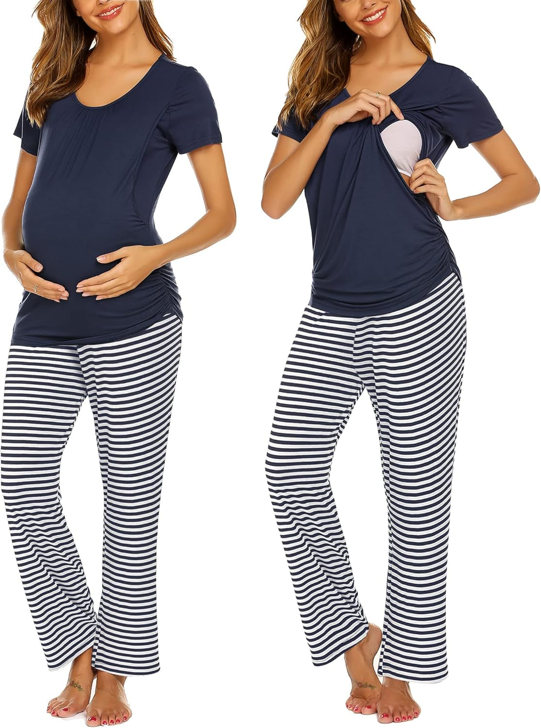 Ekouaer Womens Nursing Pajamas Maternity Breastfeeding Pjs Sleepwear Layer Soft Postpartum Lounge Set Pregnancy Clothes