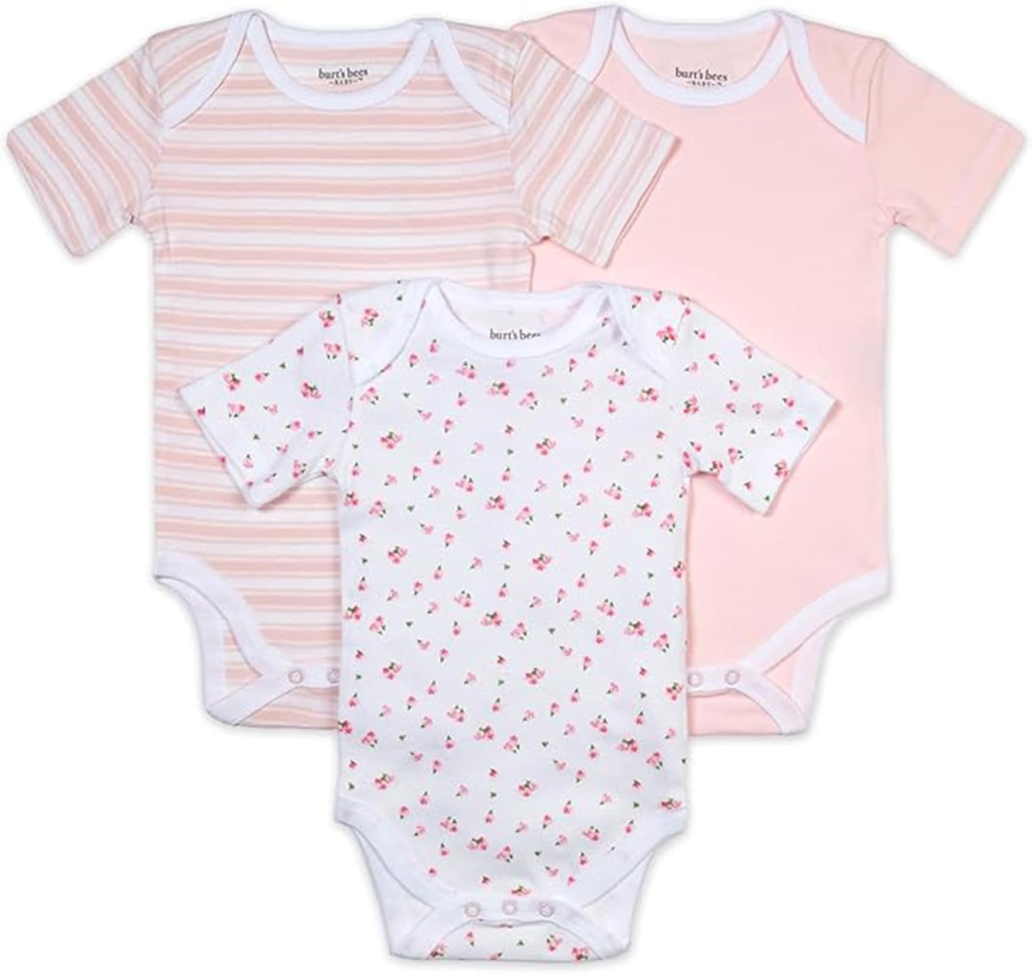 Burt'S Bees Baby Unisex Short Sleeve Organic Cotton Bodysuits, 3-Pack