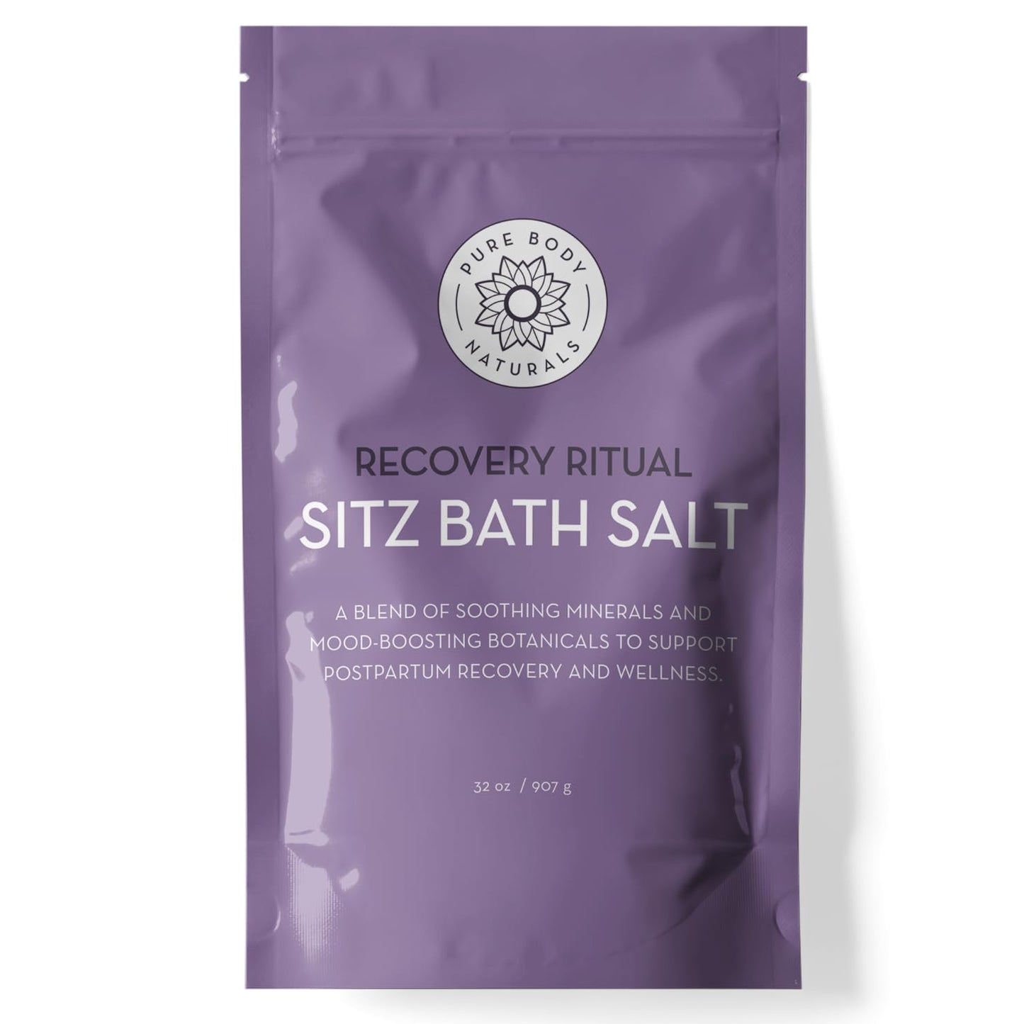 Pure Body Naturals Sitz Bath Salt – Postpartum Care and Hemorrhoid Treatment – Natural Soak for Self Care and Hemmoroid Treatment - Post Partum Essentials, 10 Oz