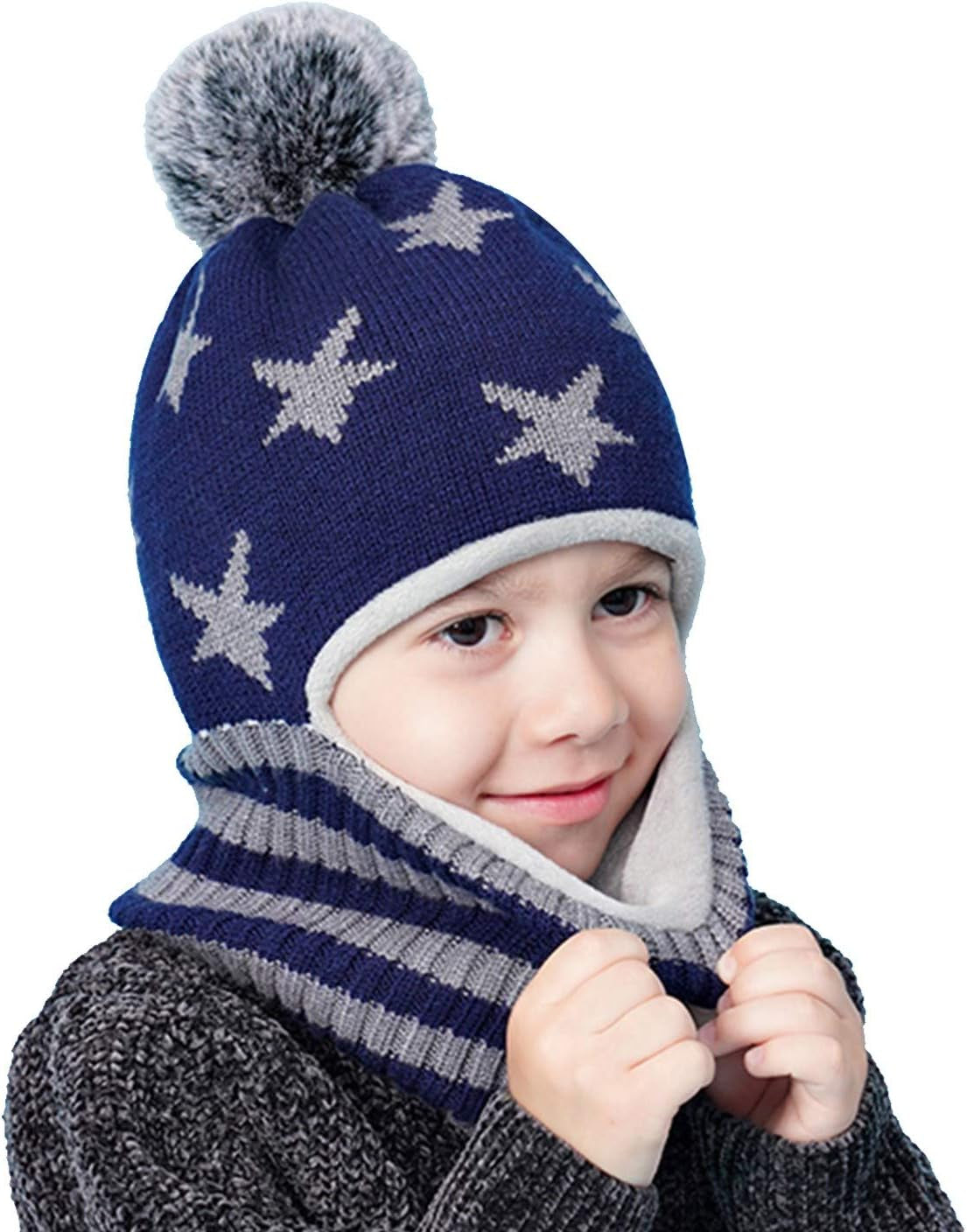 Baby Winter Hat Scarf Set, Unisex Infant Toddler Kids Hat Scarf