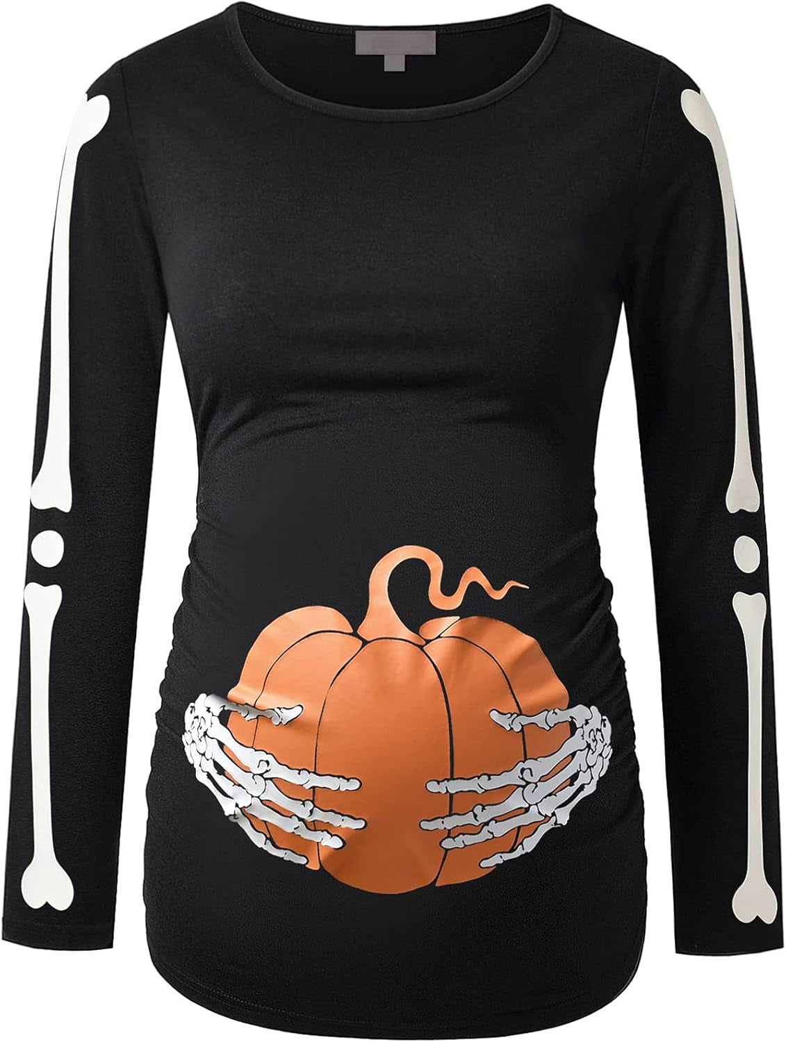Maternity Shirt Long Sleeve Basic Top Ruch Sides Bodycon Tshirt for Pregnant Women