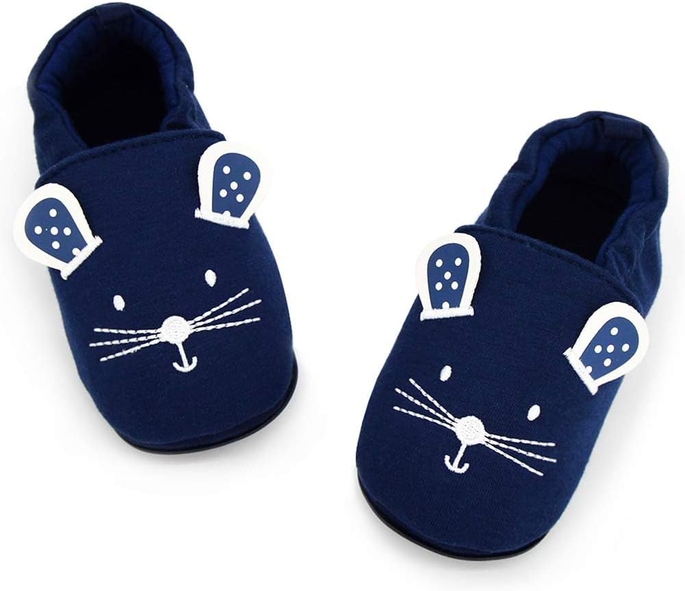 Timatego Toddler Baby Boys Girls Shoes Non Skid Slipper Sneaker Moccasins Infant First Walker House Walking Crib Shoes(6-24 Months)