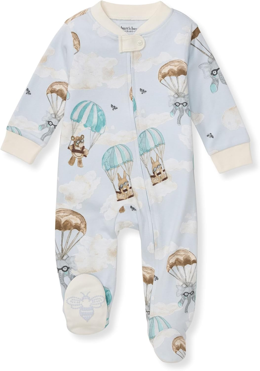 Burt'S Bees Baby Boys' Organic Cotton Loose Fit Sleep and Play One-Piece Zip Front Footed Pajamas