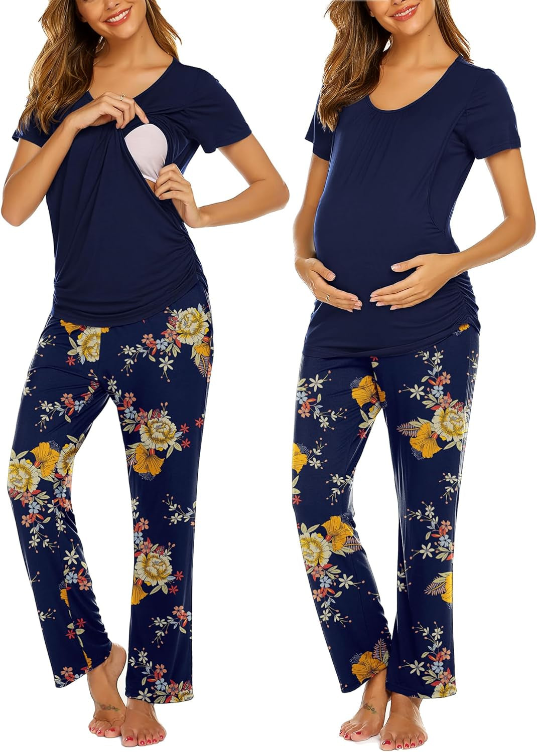 Ekouaer Womens Nursing Pajamas Maternity Breastfeeding Pjs Sleepwear Layer Soft Postpartum Lounge Set Pregnancy Clothes