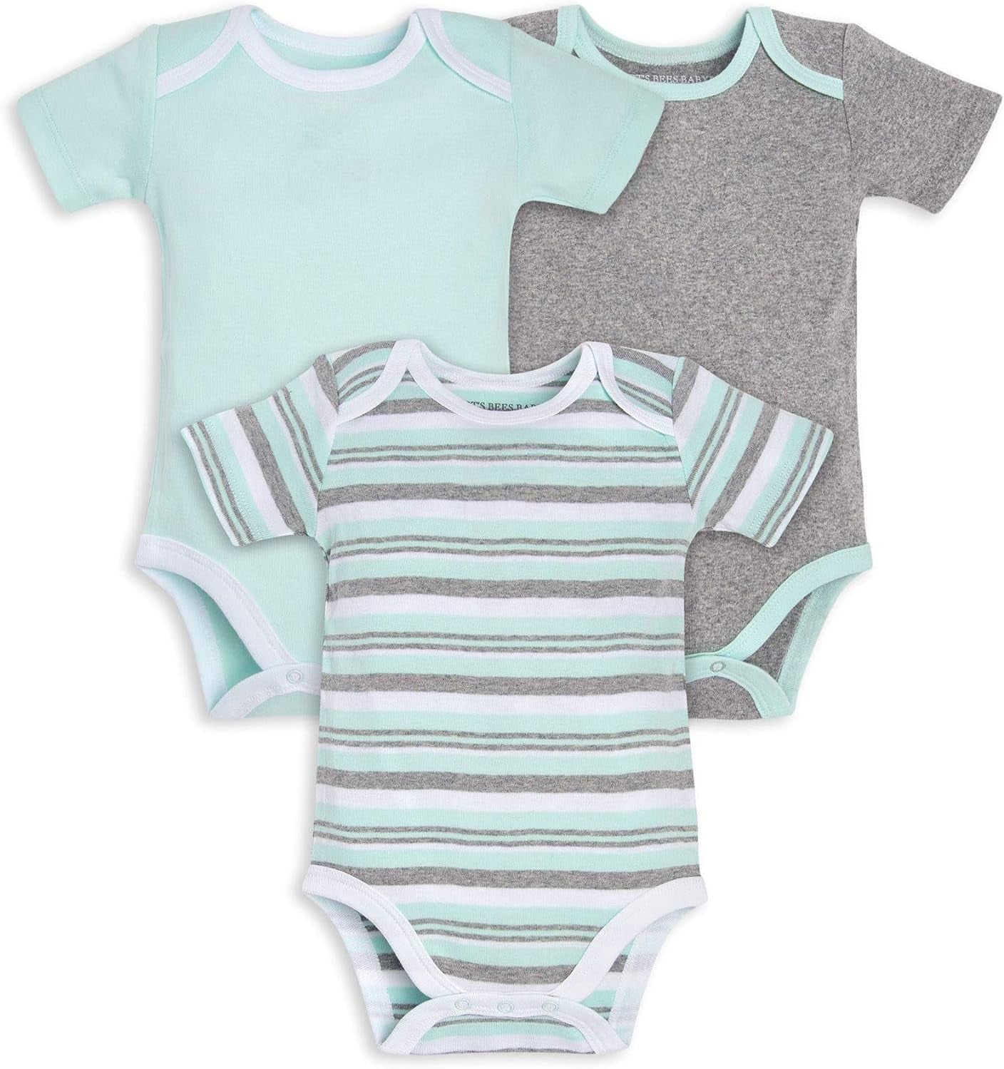 Burt'S Bees Baby Unisex Short Sleeve Organic Cotton Bodysuits, 3-Pack