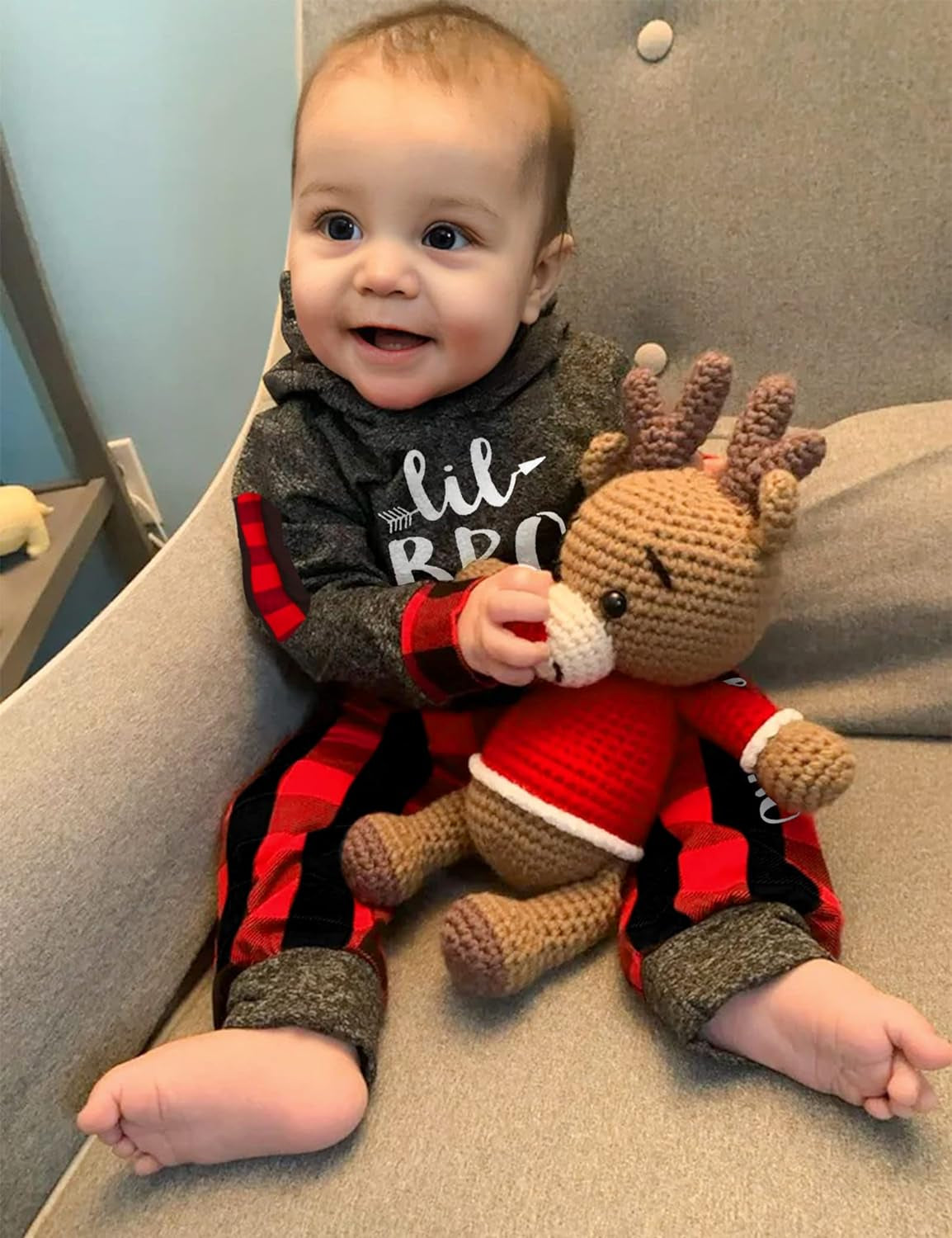 Fommy Newborn Baby Boy Clothes Plaid Letter Print Long Sleeve Hoodies + Long Pants 2PCS Fall Winter Outfits Set