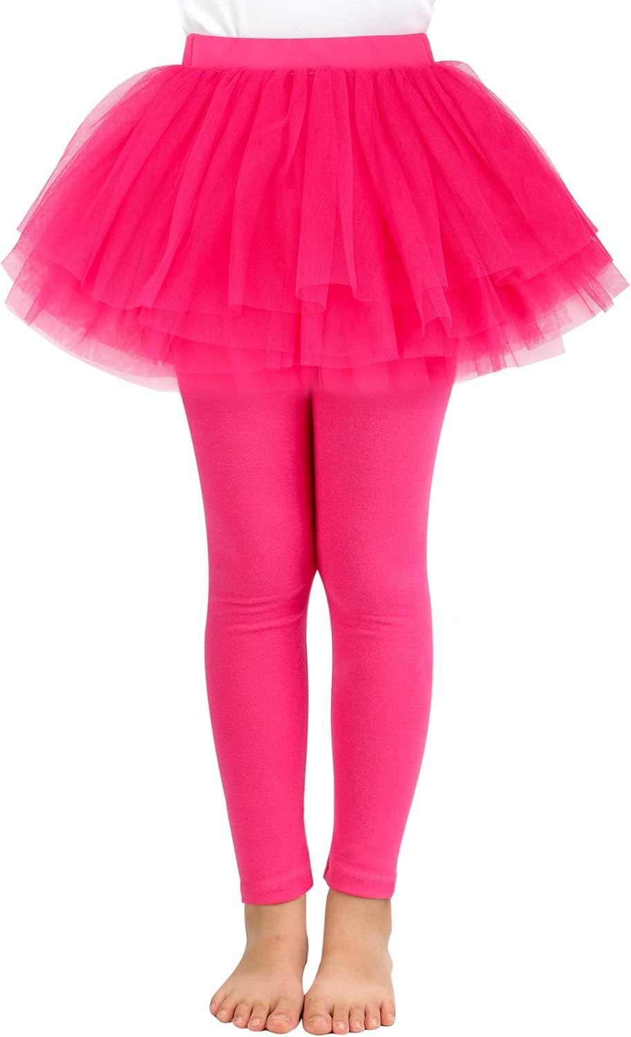 Auranso Little Girls Footless Leggings Pants with Lace Ruffle Tutu Skirt 2-9T