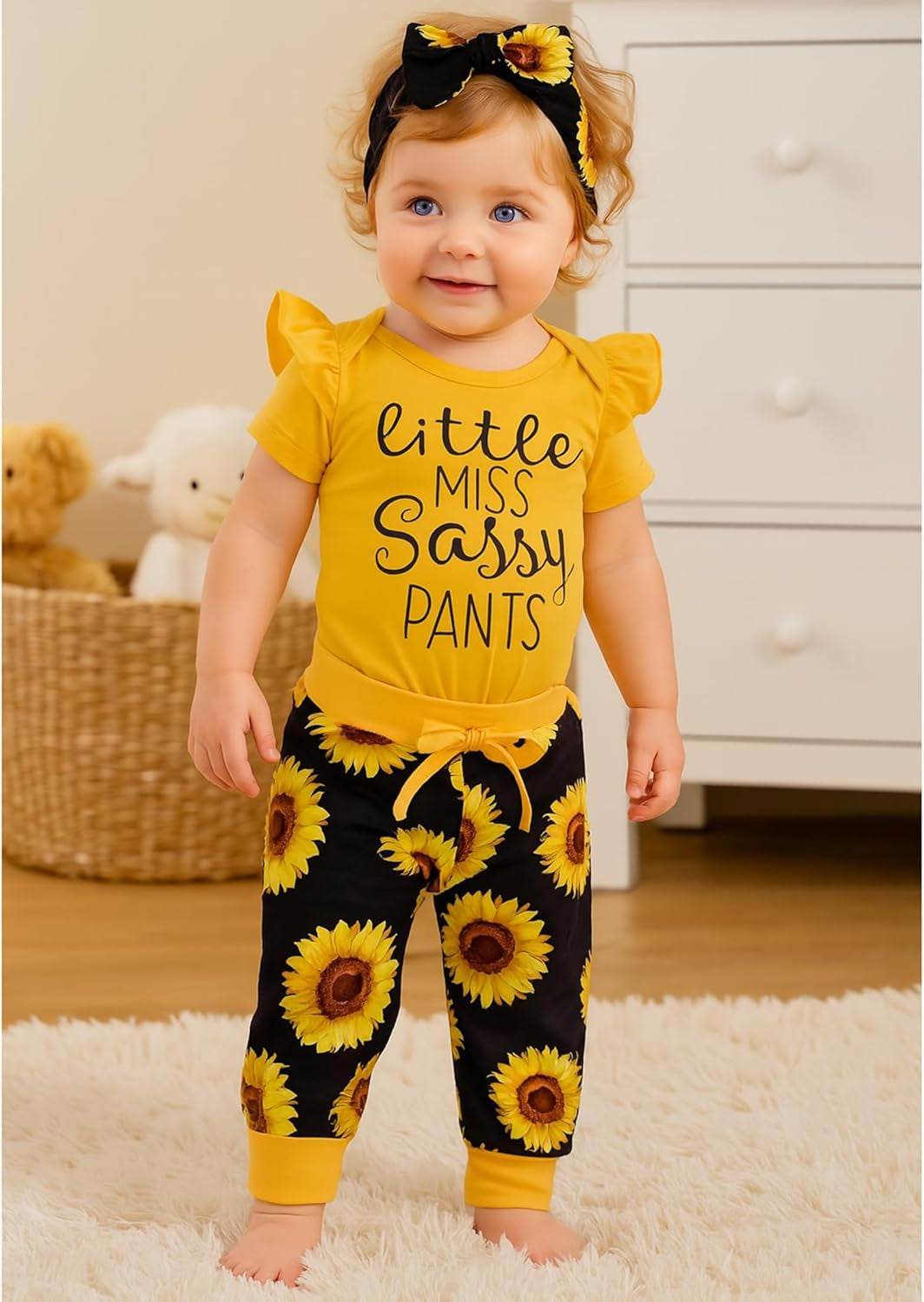 Yvowming Newborn Baby Girl Clothes Infant Ruffle Romper Pants Set Summer Outfits Cute Baby Clothes for Girls