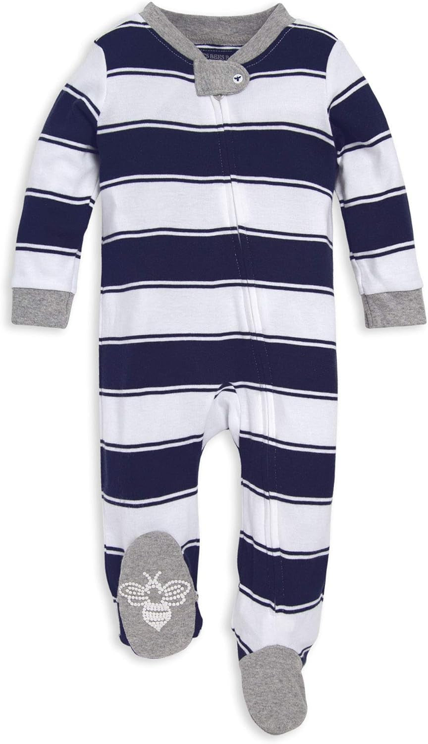 Burt'S Bees Baby Boys' Organic Cotton Loose Fit Sleep and Play One-Piece Zip Front Footed Pajamas