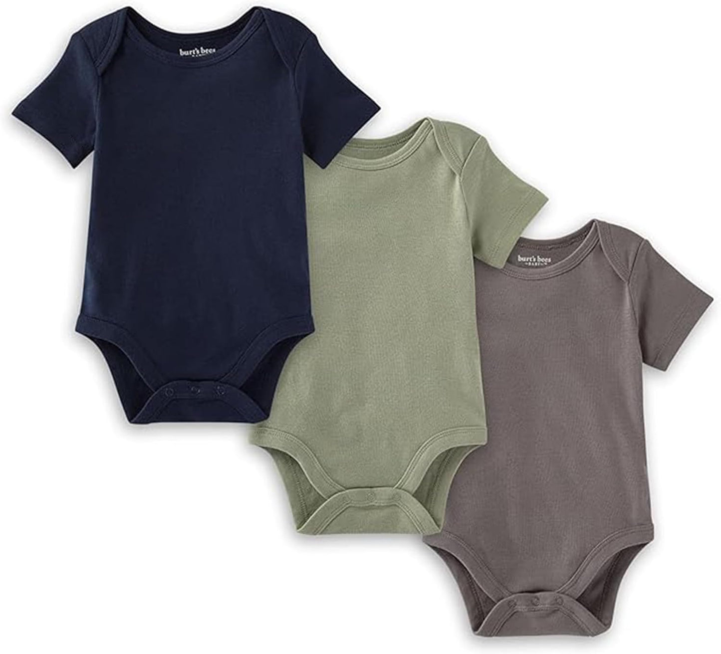 Burt'S Bees Baby Unisex Short Sleeve Organic Cotton Bodysuits, 3-Pack