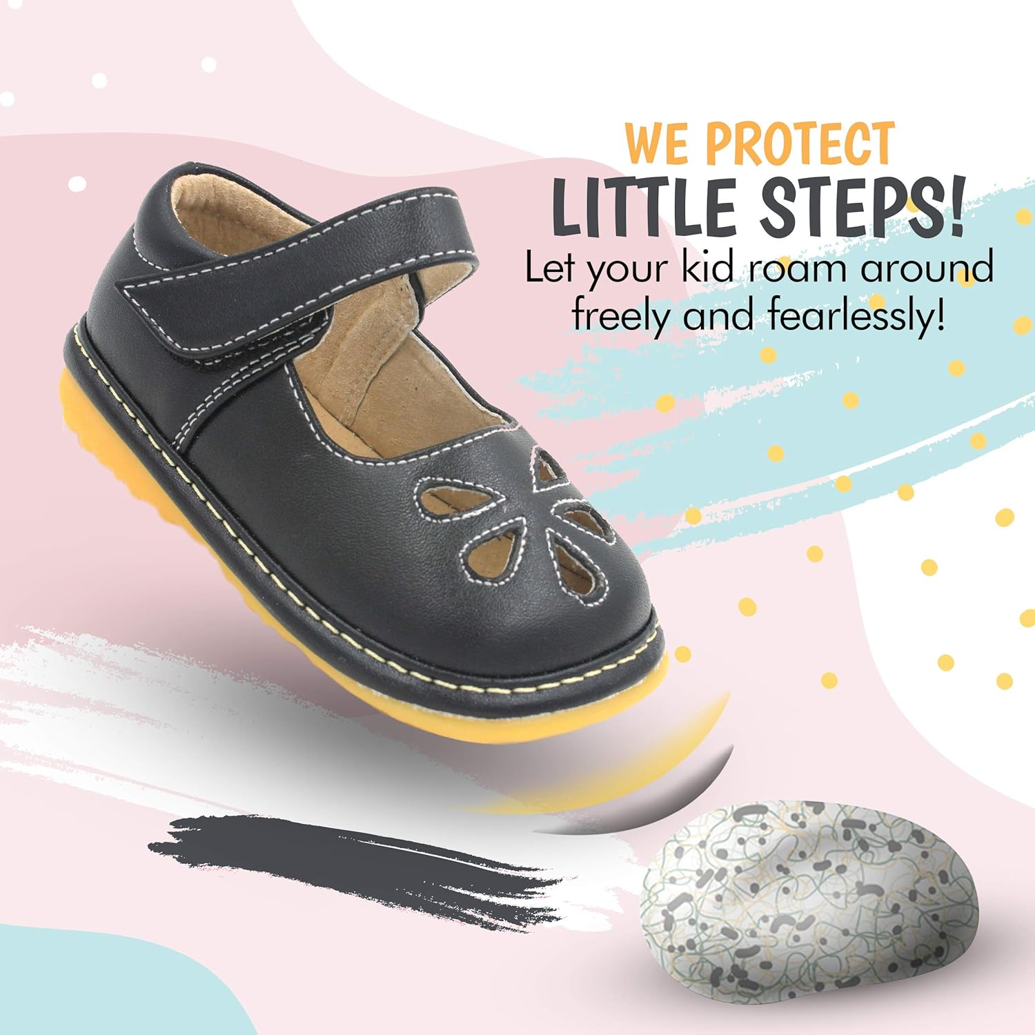 Little Mae'S Boutique Mary Jane Squeaky Shoes for Toddler Girls, Ideal Walking Shoes with Removable Squeaker and Adjustable Strap - Soft Sole Shoes for Little Girls