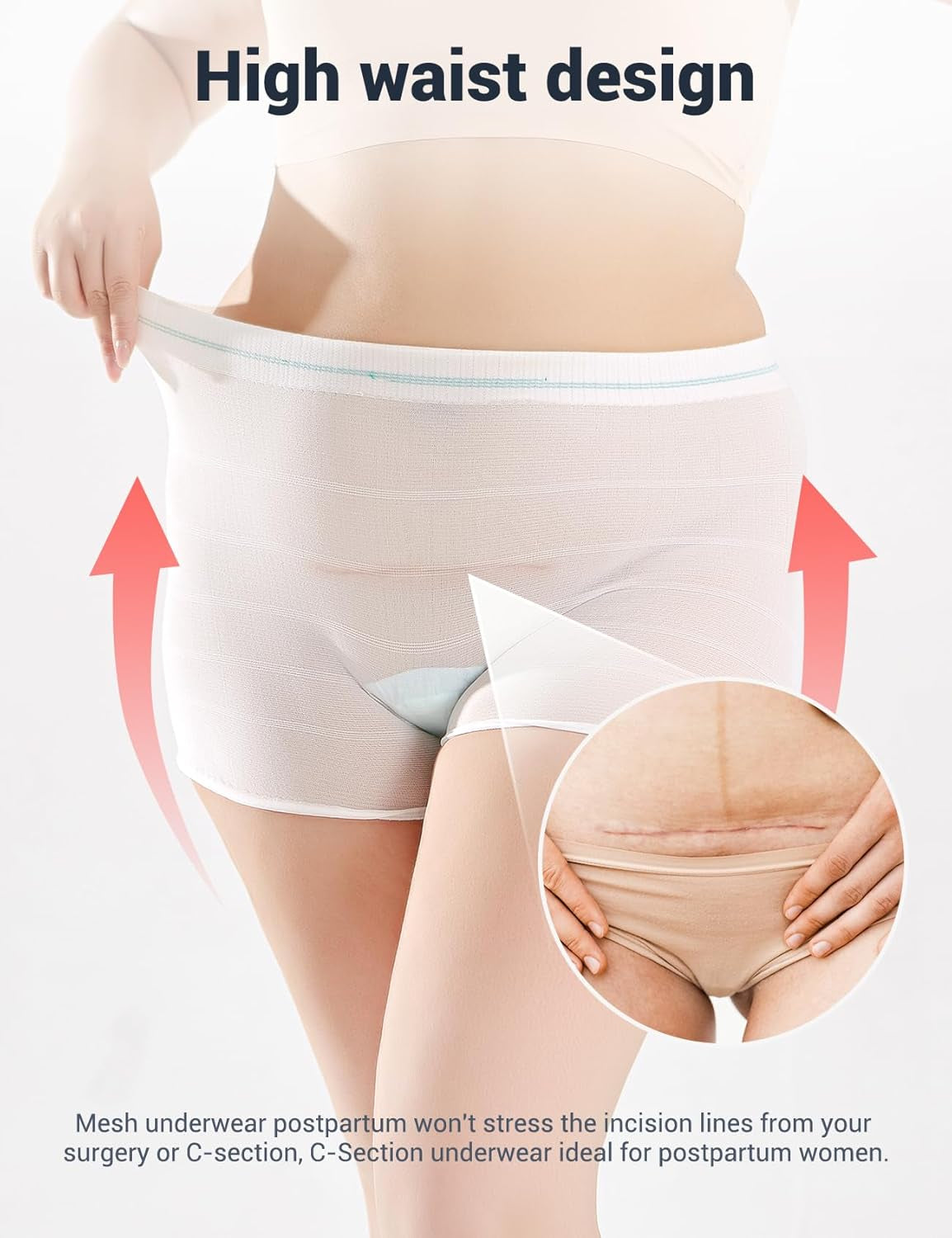HANSILK Mesh Postpartum Underwear 6 Pack High Waist Reusable Post Bay C-Section Recovery Maternity Panties for Women Washable Mesh Panties (XXX-L)