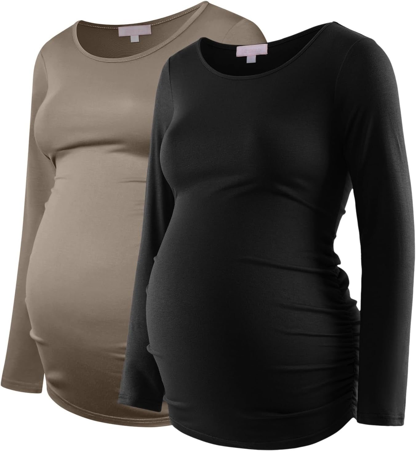 Maternity Shirt Long Sleeve Basic Top Ruch Sides Bodycon Tshirt for Pregnant Women