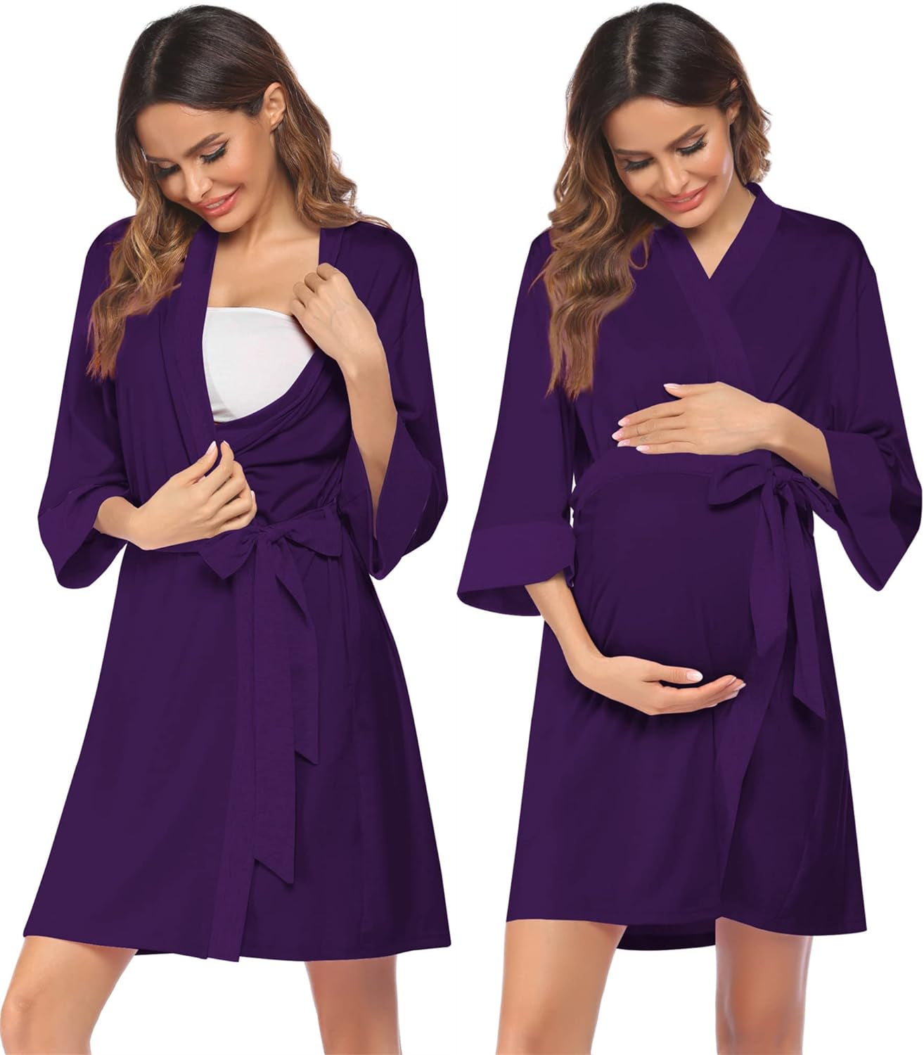Ekouaer Maternity Nursing Robe Delivery Nightgowns Hospital Breastfeeding Gown