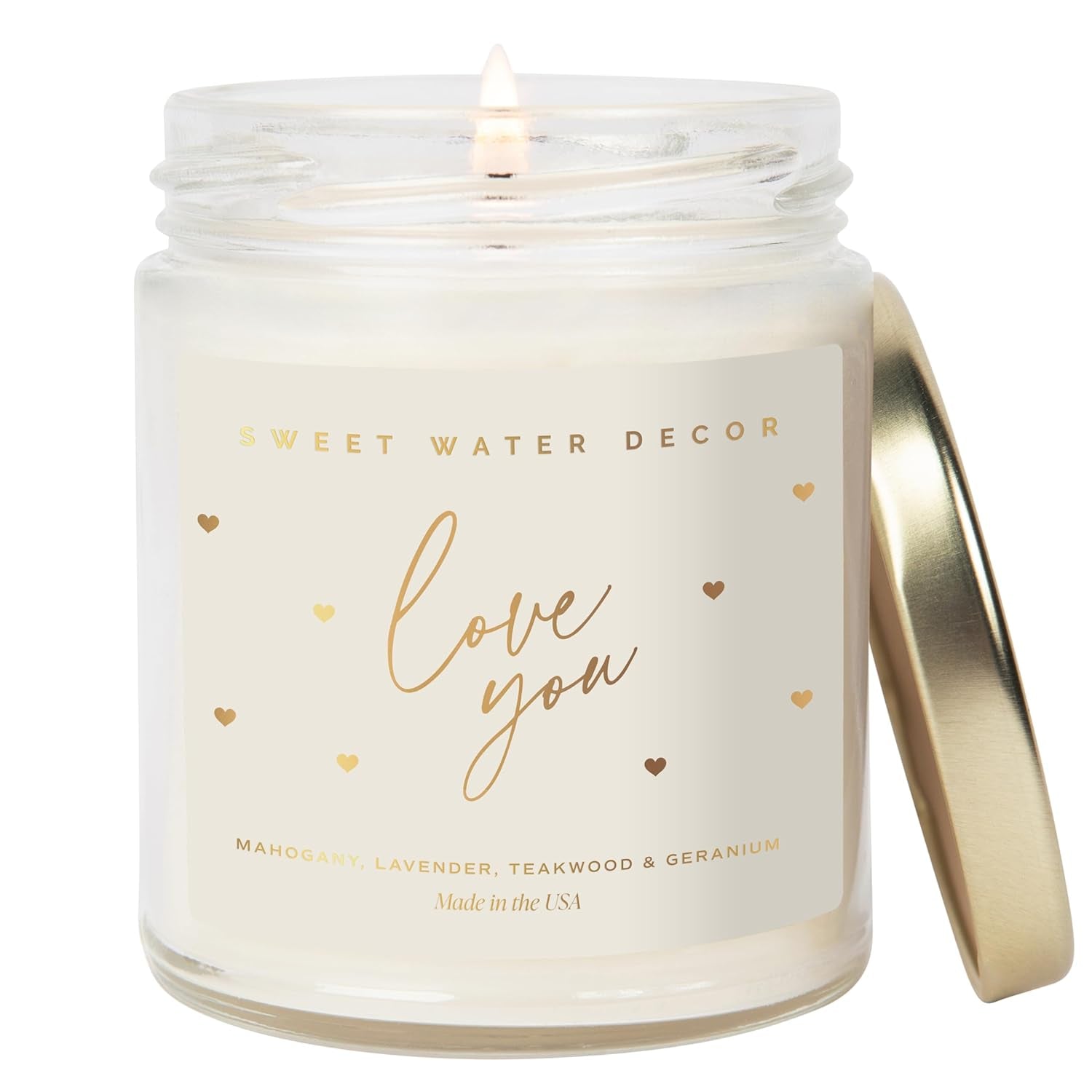 Sweet Water Decor, Best Mom Ever Candle - Sea Salt, Jasmine, Cream, and Wood Scented Soy Wax Candle for Mom - 9Oz Clear Jar, 40 Hour Burn Time, Made in the USA