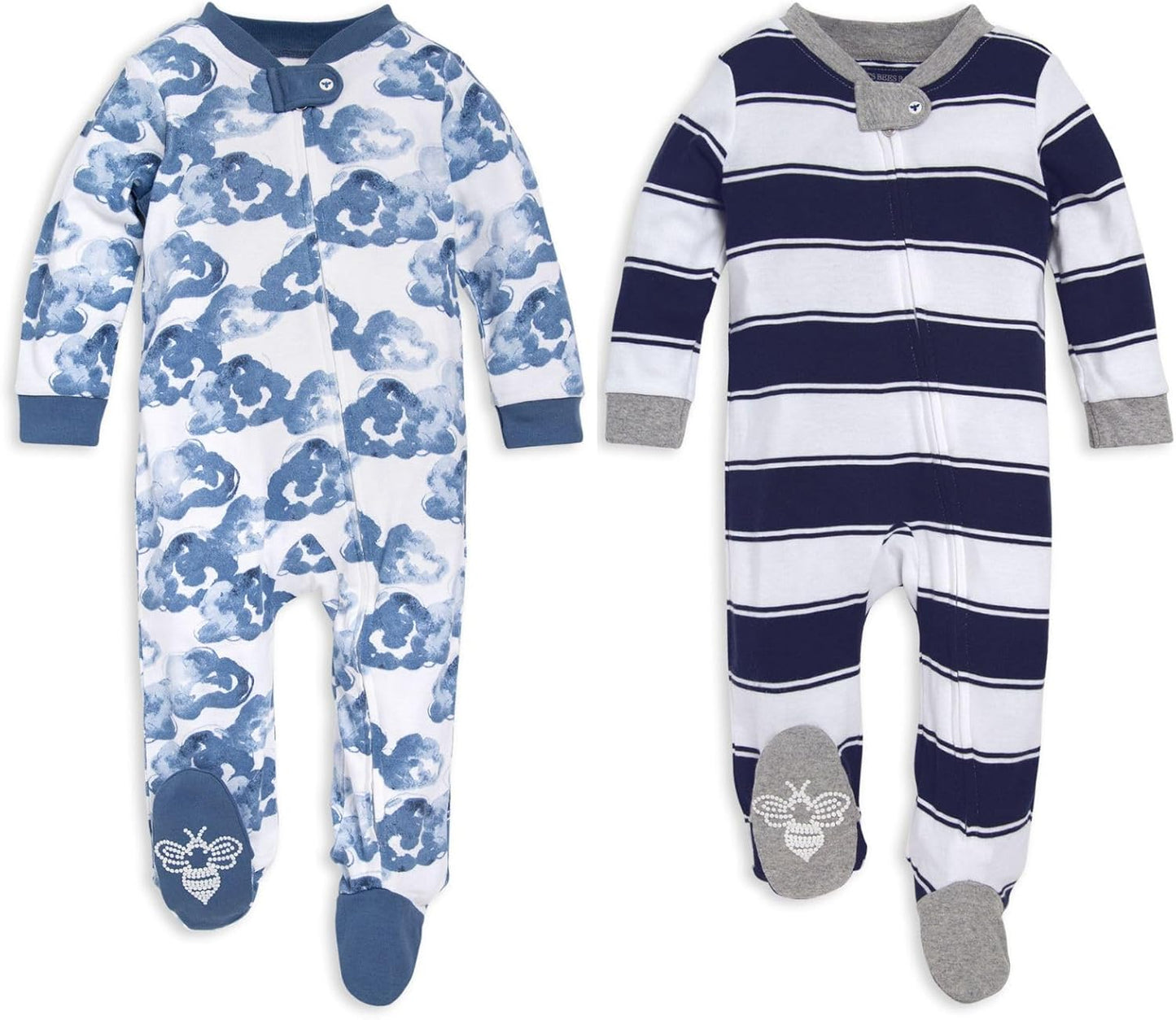 Burt'S Bees Baby Boys' Organic Cotton Loose Fit Sleep and Play One-Piece Zip Front Footed Pajamas