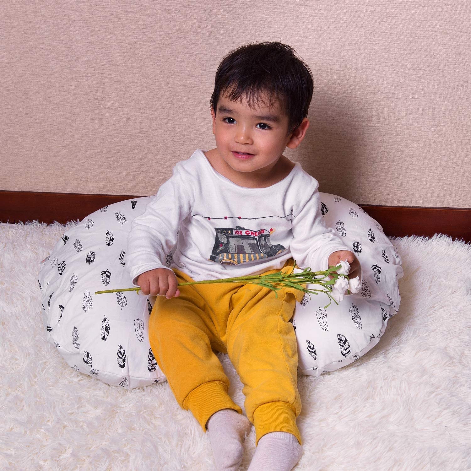 ALVABABY Nursing Pillow Cover Slipcover,Soft and Comfortable,Feathers Design,Maternity Breastfeeding Newborn Infant Feeding Cushion Cover ZT01