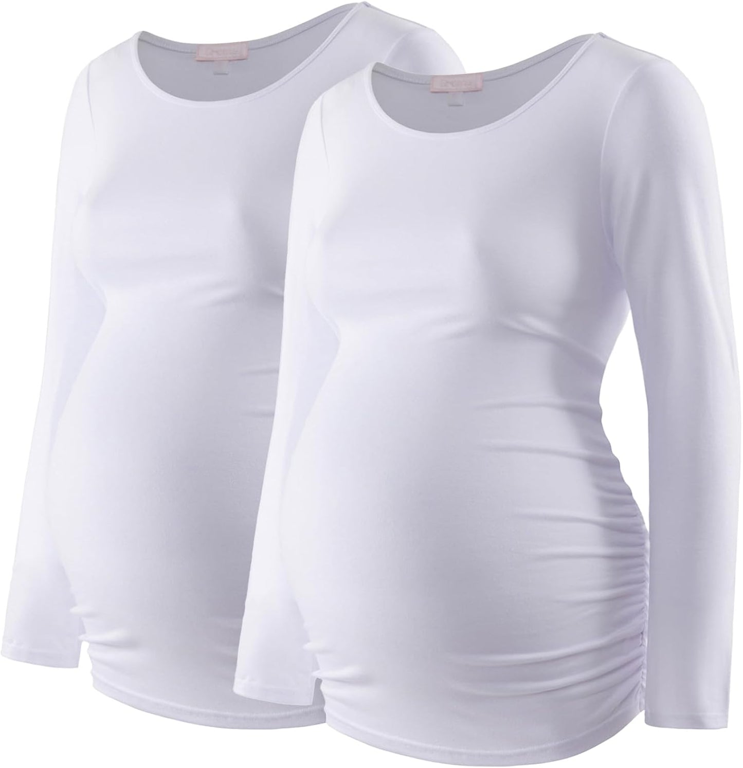 Maternity Shirt Long Sleeve Basic Top Ruch Sides Bodycon Tshirt for Pregnant Women