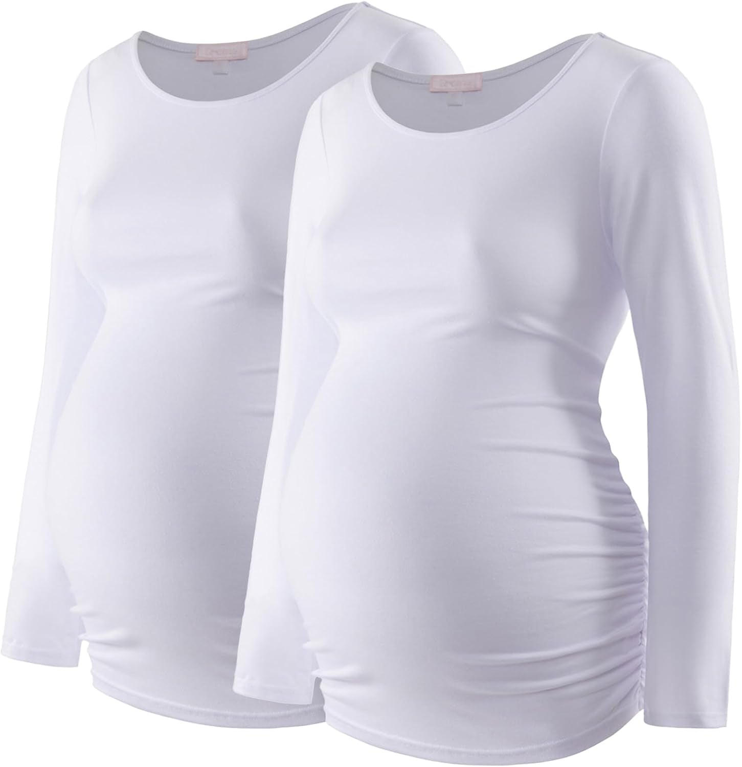 Maternity Shirt Long Sleeve Basic Top Ruch Sides Bodycon Tshirt for Pregnant Women