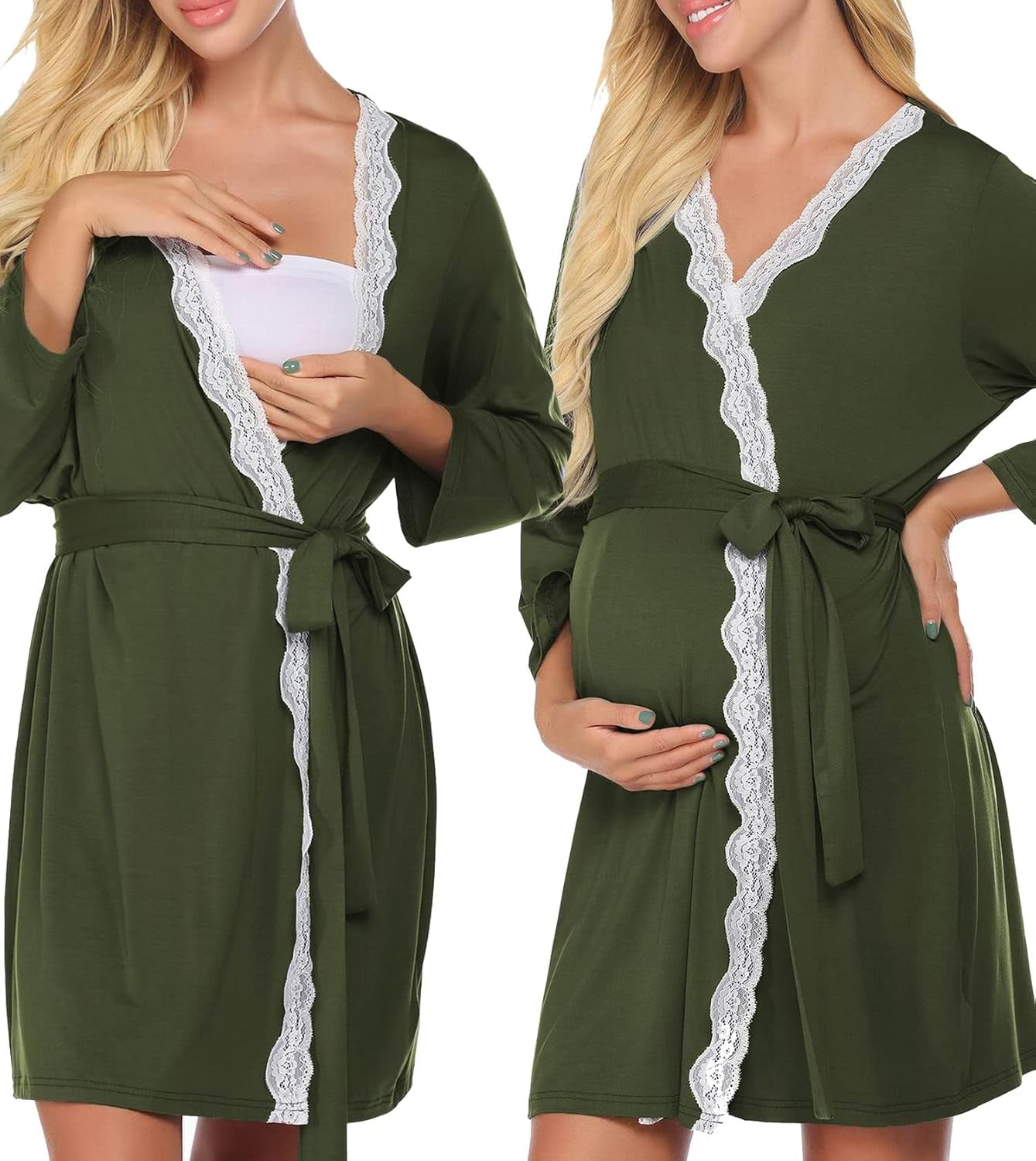 Ekouaer Maternity Nursing Robe Labor Delivery Nightgown Pregnancy Breastfeeding Gown Hospital Bathrobes Dress S-XXL