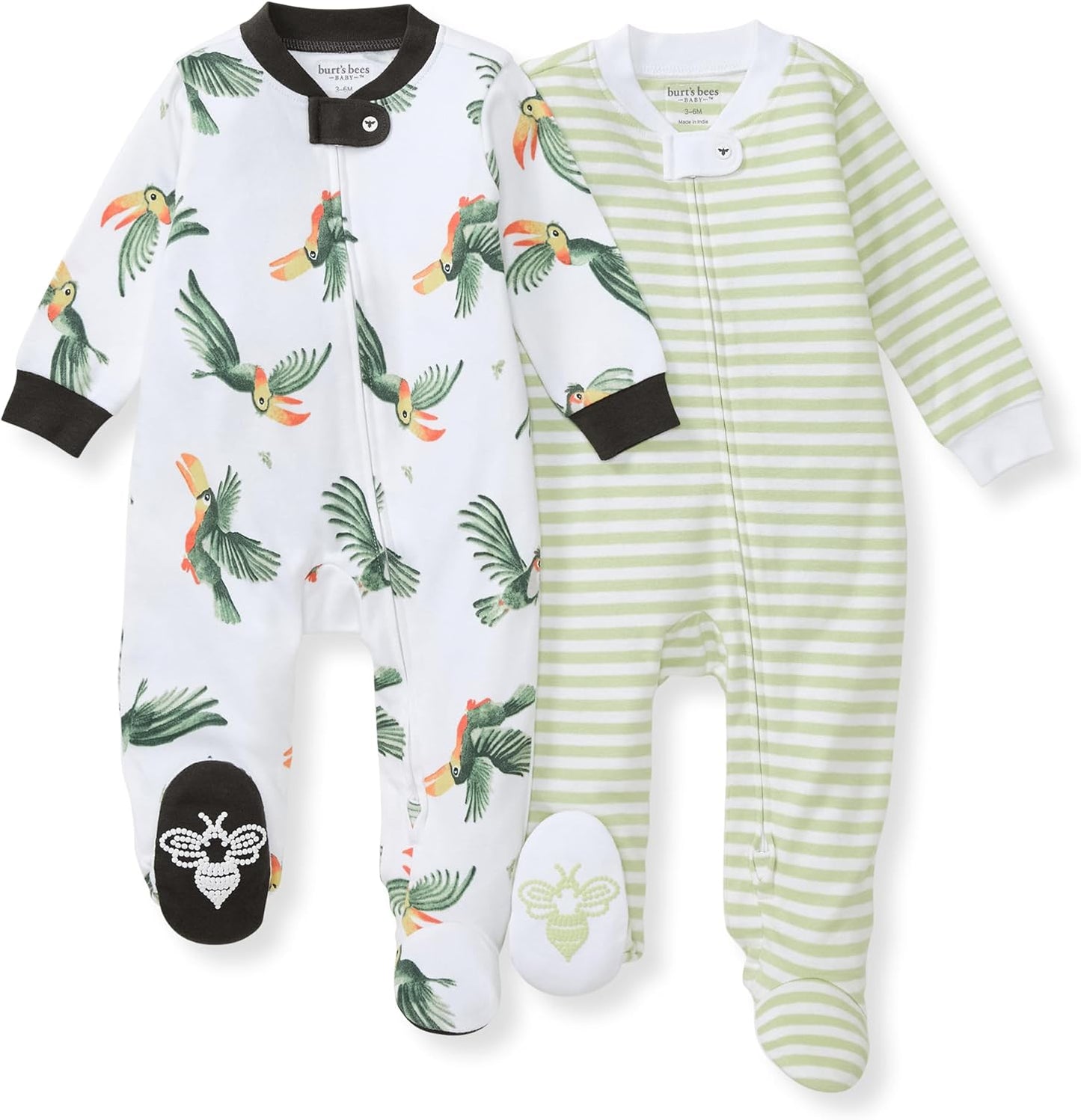 Burt'S Bees Baby Boys' Organic Cotton Loose Fit Sleep and Play One-Piece Zip Front Footed Pajamas