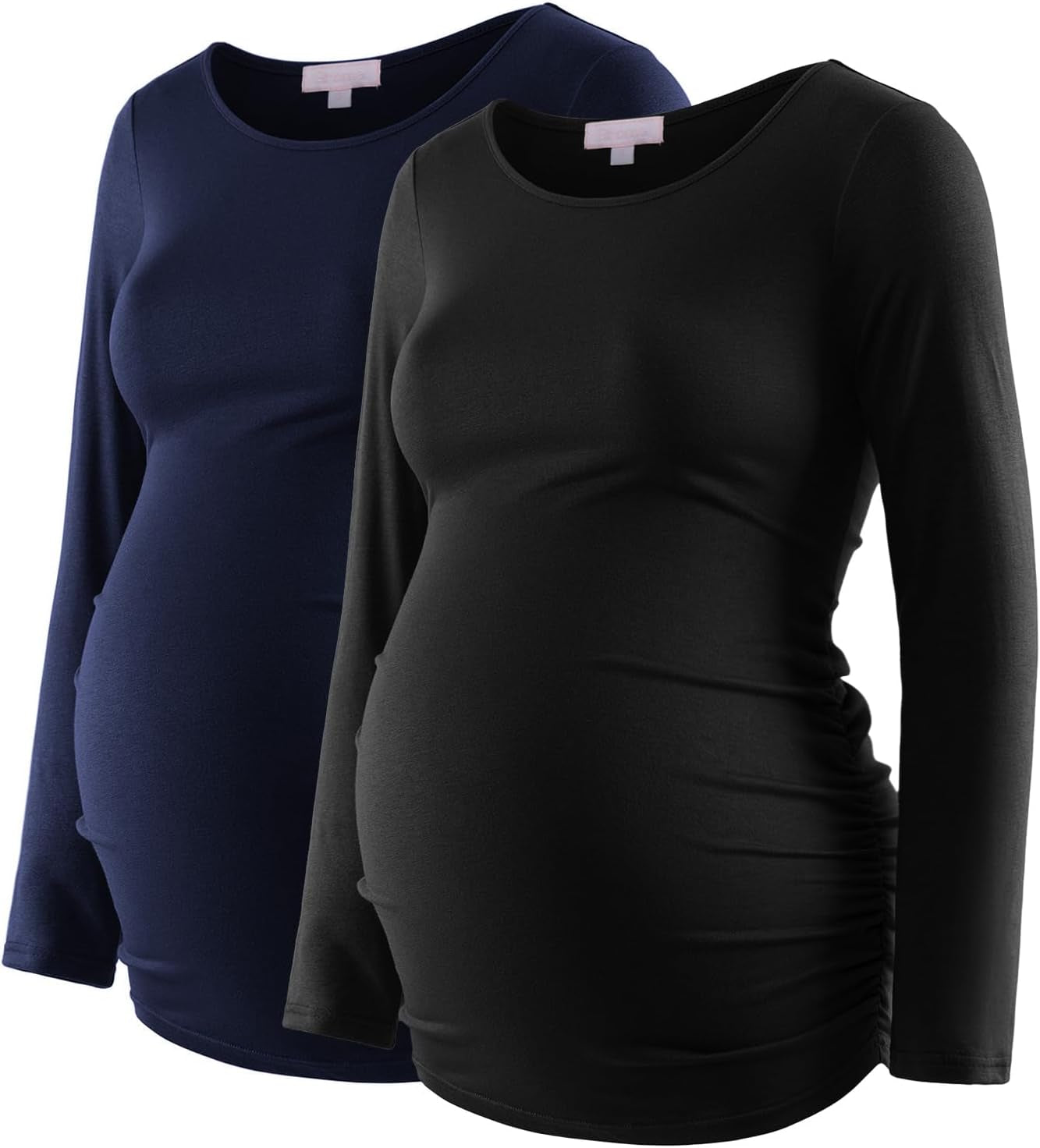Maternity Shirt Long Sleeve Basic Top Ruch Sides Bodycon Tshirt for Pregnant Women