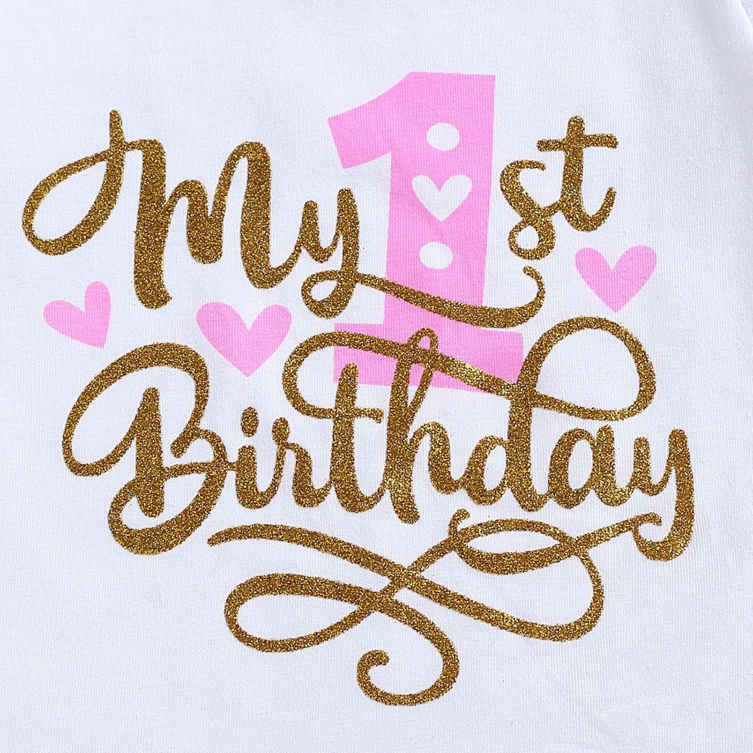 GRNSHTS Baby Girl Birthday Cake Smash Outfit Toddler Girl My 1St Birthday Romper Tutu Skirt with Headband Clothes Set