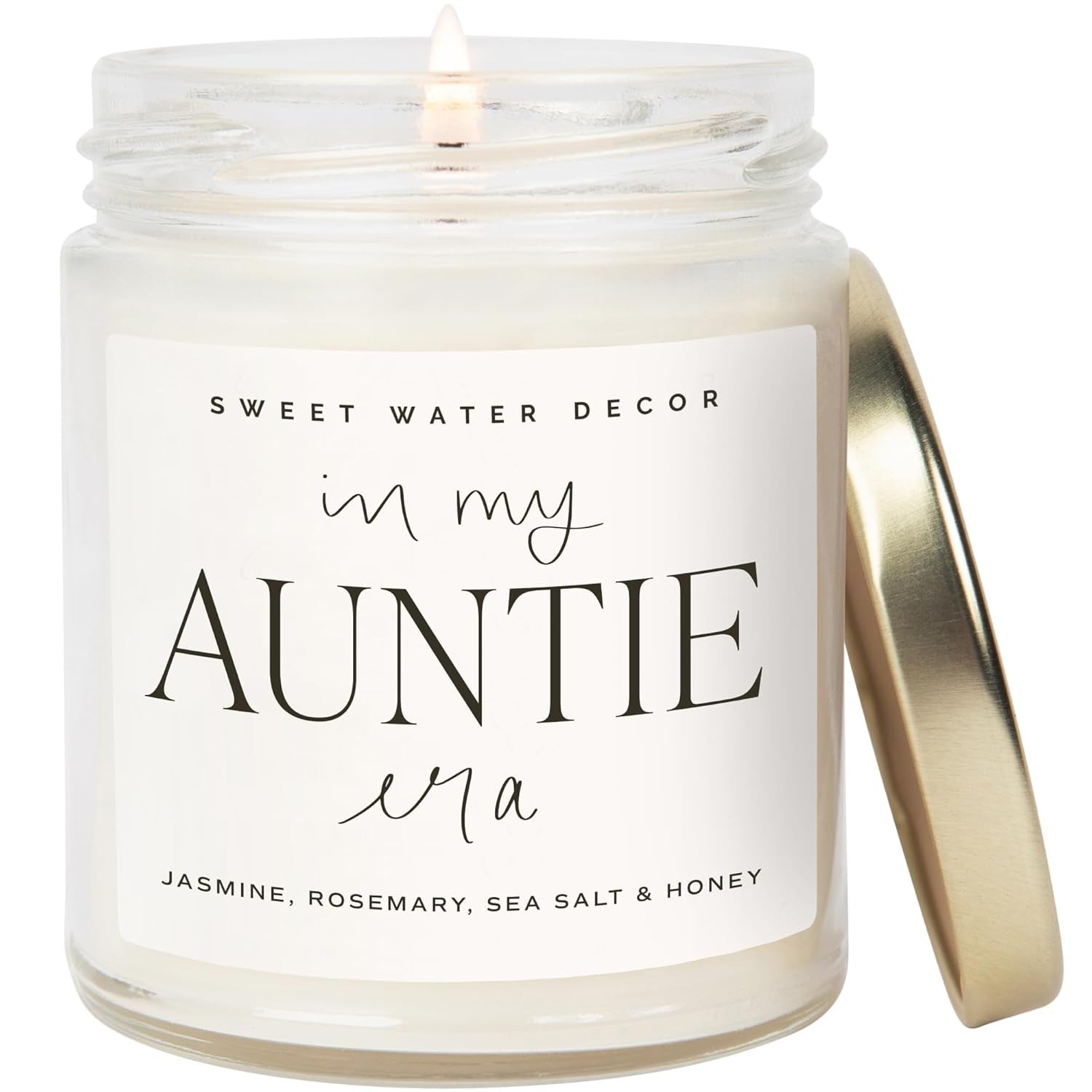 Sweet Water Decor, Best Mom Ever Candle - Sea Salt, Jasmine, Cream, and Wood Scented Soy Wax Candle for Mom - 9Oz Clear Jar, 40 Hour Burn Time, Made in the USA