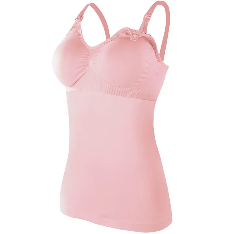 Breastfeeding Vest Top Pregnant Postpartum Bra Self-Contained Fixed Cup Base Skin Friendly Wear for Women